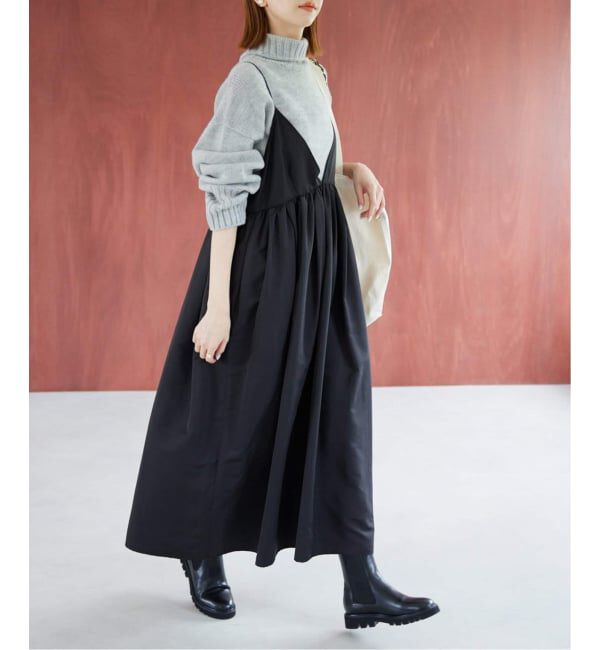 SLOBE IENA「《WEB限定/追加》タフタギャザーキャミワンピース」|ワンピース|