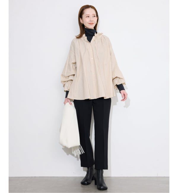 SLOBE IENA「《一部WEB・店舗限定カラーあり》タイプライターフリルカラーブラウス」|シャツ・ブラウス|