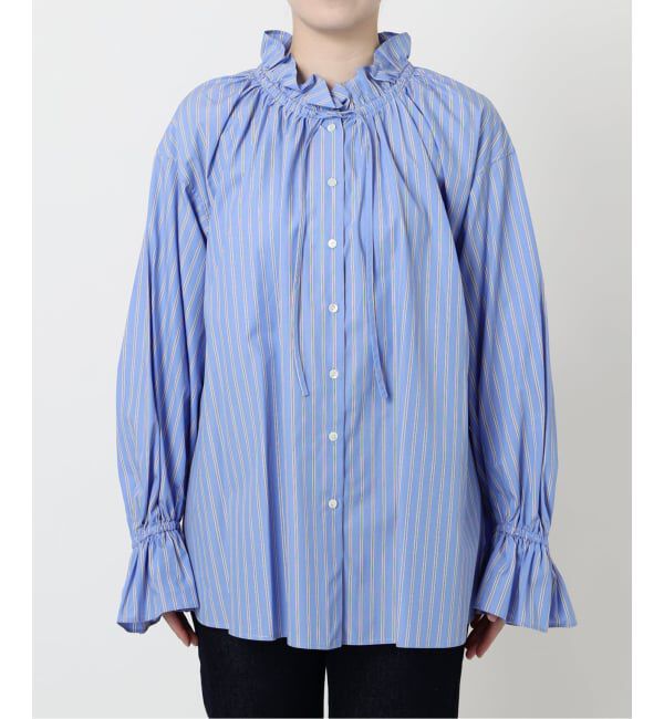 SLOBE IENA「《一部WEB・店舗限定カラーあり》タイプライターフリルカラーブラウス」|シャツ・ブラウス|