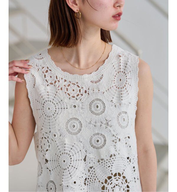 JOURNAL STANDARD relume「《WEB限定追加2》エンブロイダリークロシェノースリーブ」|ニット・セーター|