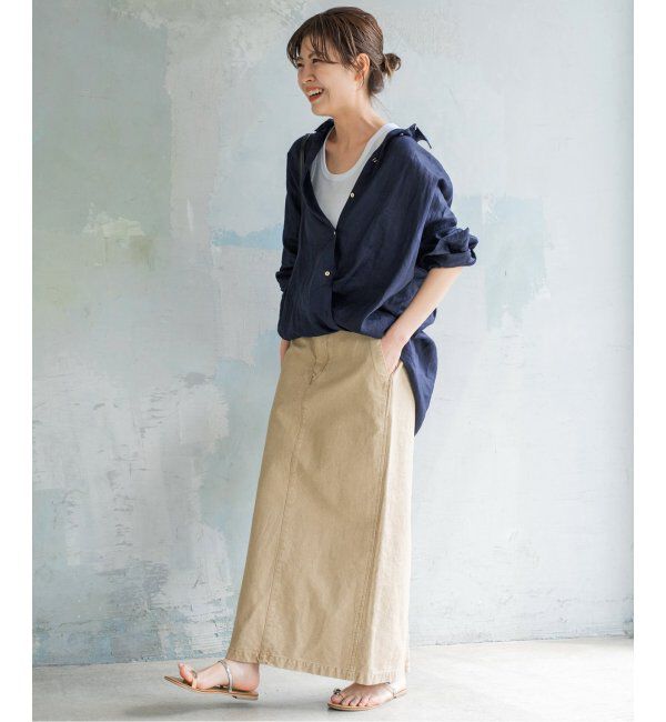 Spick and Span「《ゆったりサイズ》追加2 80リネンカシュクール ビッグシャツ」|シャツ・ブラウス|