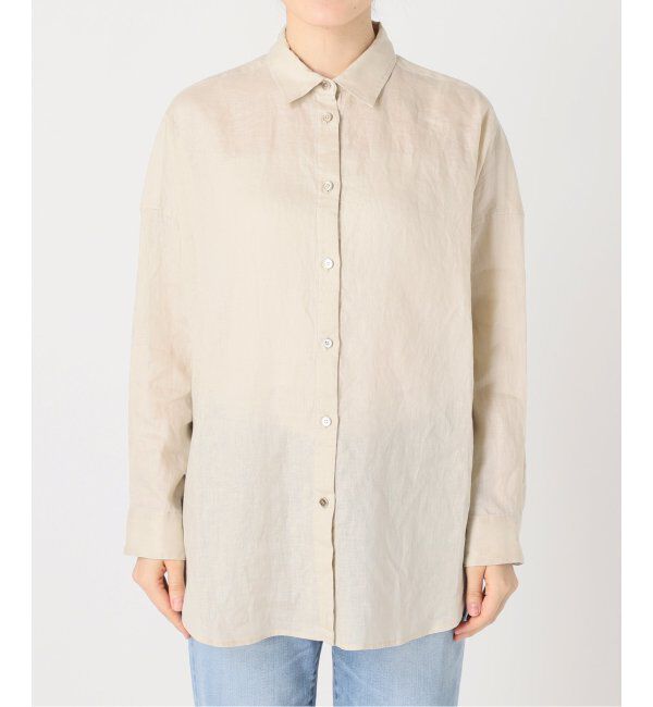 Spick and Span「《ゆったりサイズ》追加2 80リネンカシュクール ビッグシャツ」|シャツ・ブラウス|
