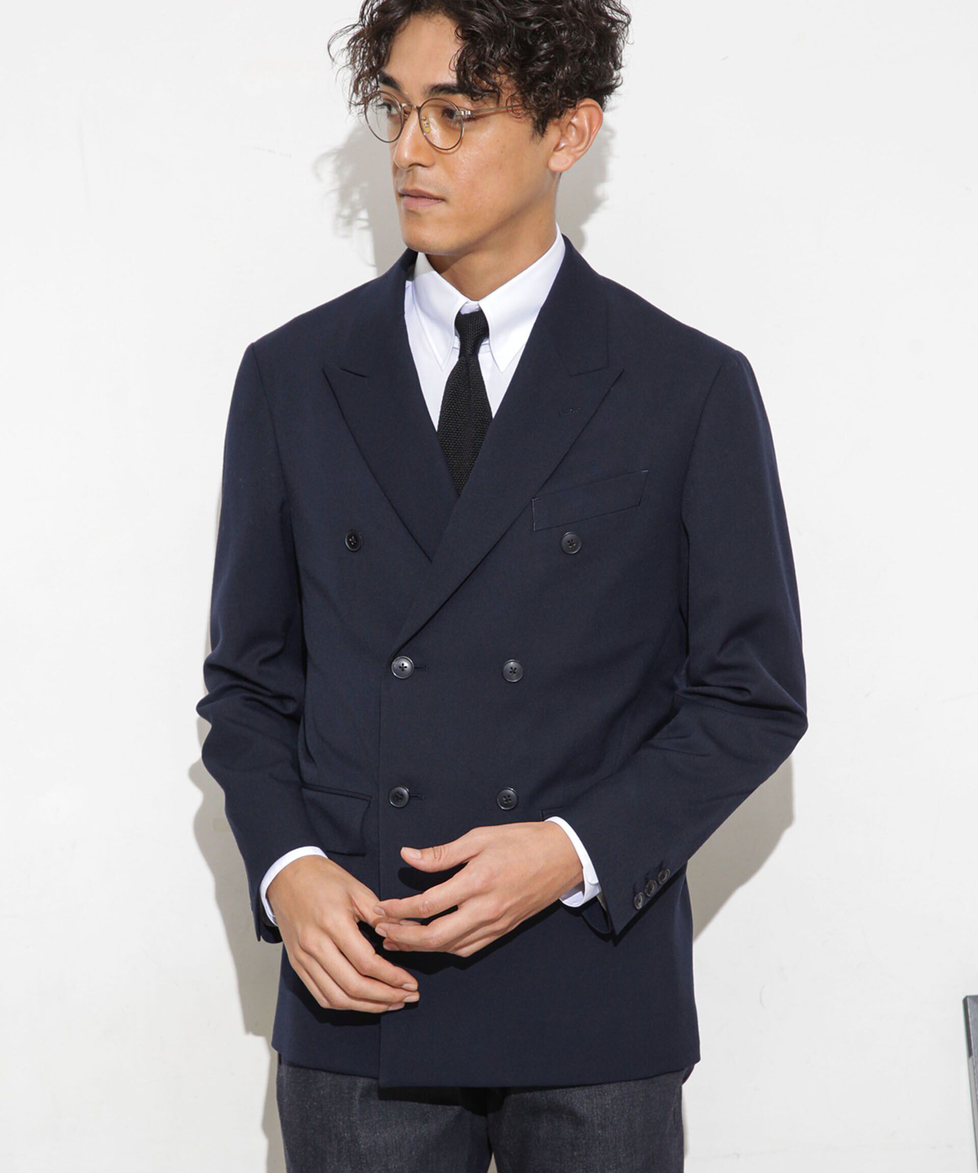 nano･universe「「ESSENTIAL LINE」TWソリッドダブルジャケット」|スーツ|ネイビー
