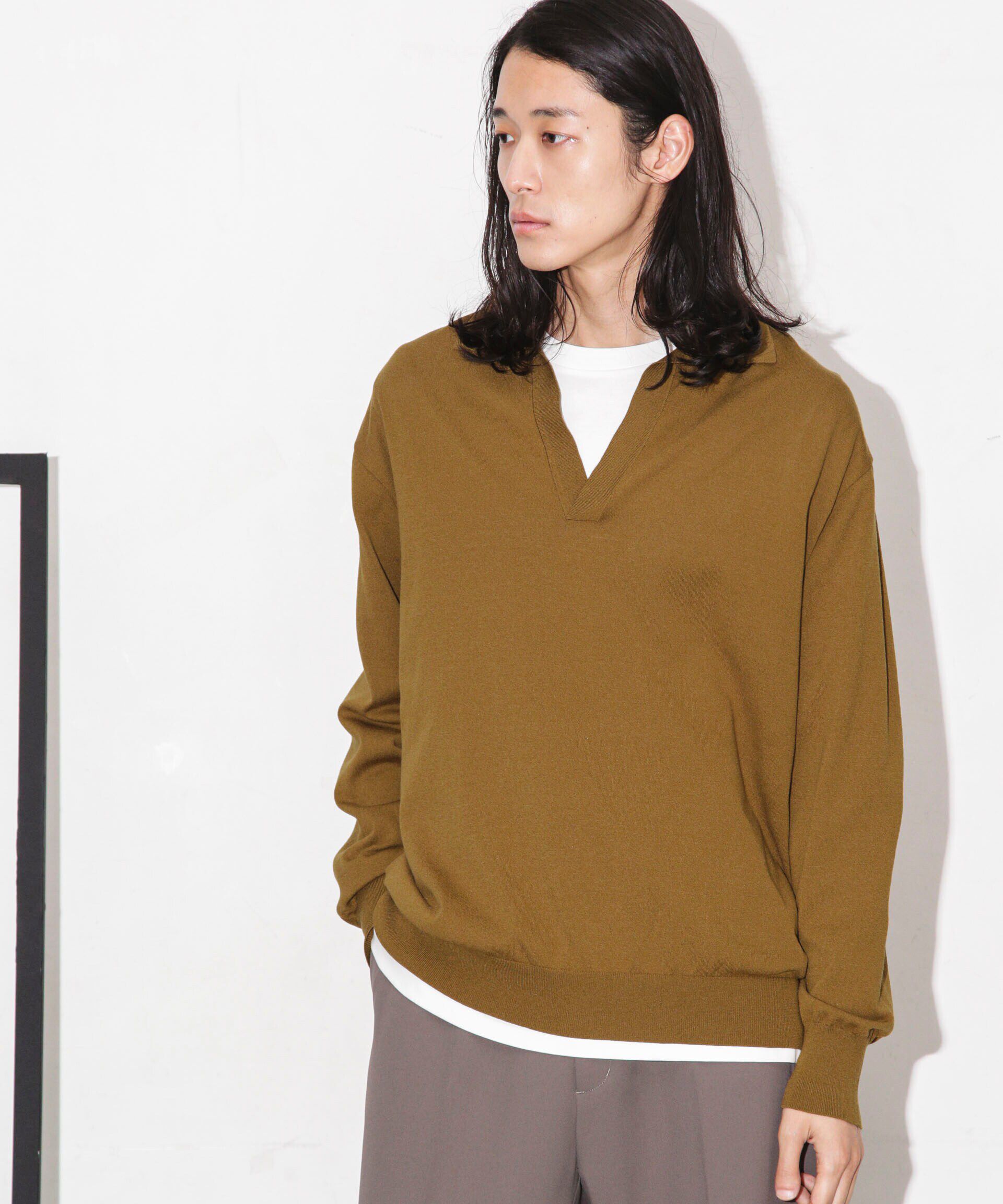 nano･universe「｢ESSENTIAL LINE｣天竺スキッパーポロ」|ニット・セーター|