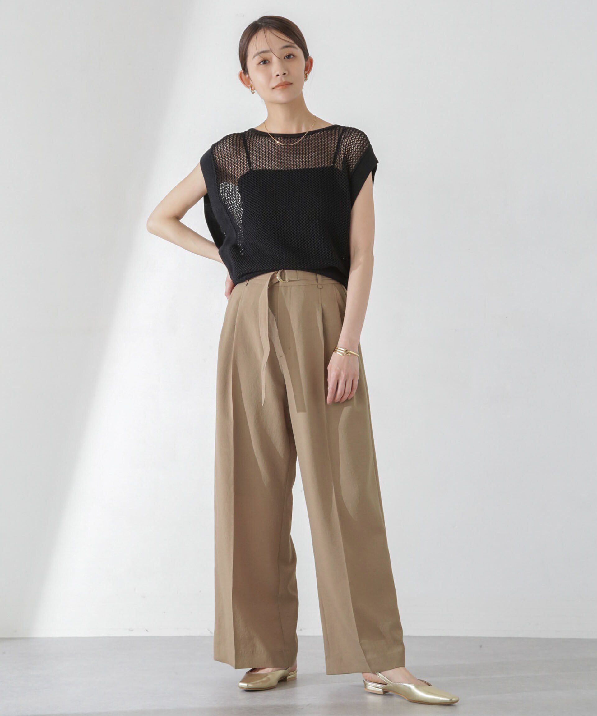 nano･universe「<洗濯機使用可><ﾉﾝｱｲﾛﾝ>ﾒﾗﾝｼﾞﾄﾞﾗｲ ﾍﾞﾙﾄ付きﾜｲﾄﾞ  」|チノ|