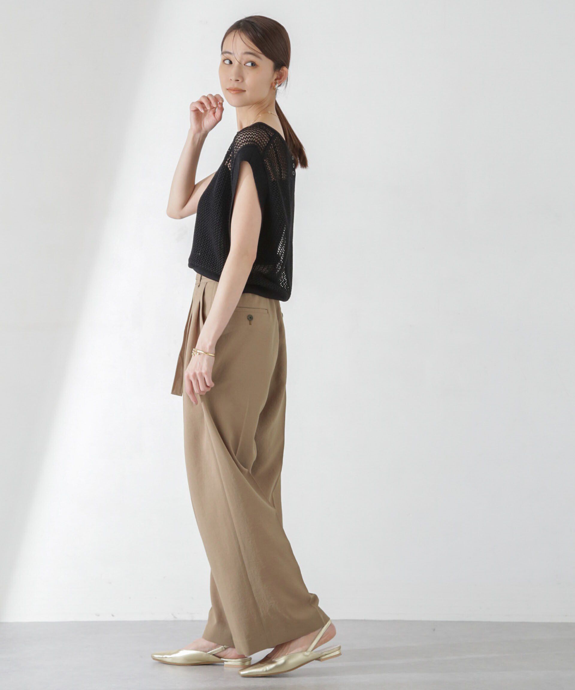 nano･universe「<洗濯機使用可><ﾉﾝｱｲﾛﾝ>ﾒﾗﾝｼﾞﾄﾞﾗｲ ﾍﾞﾙﾄ付きﾜｲﾄﾞ  」|チノ|