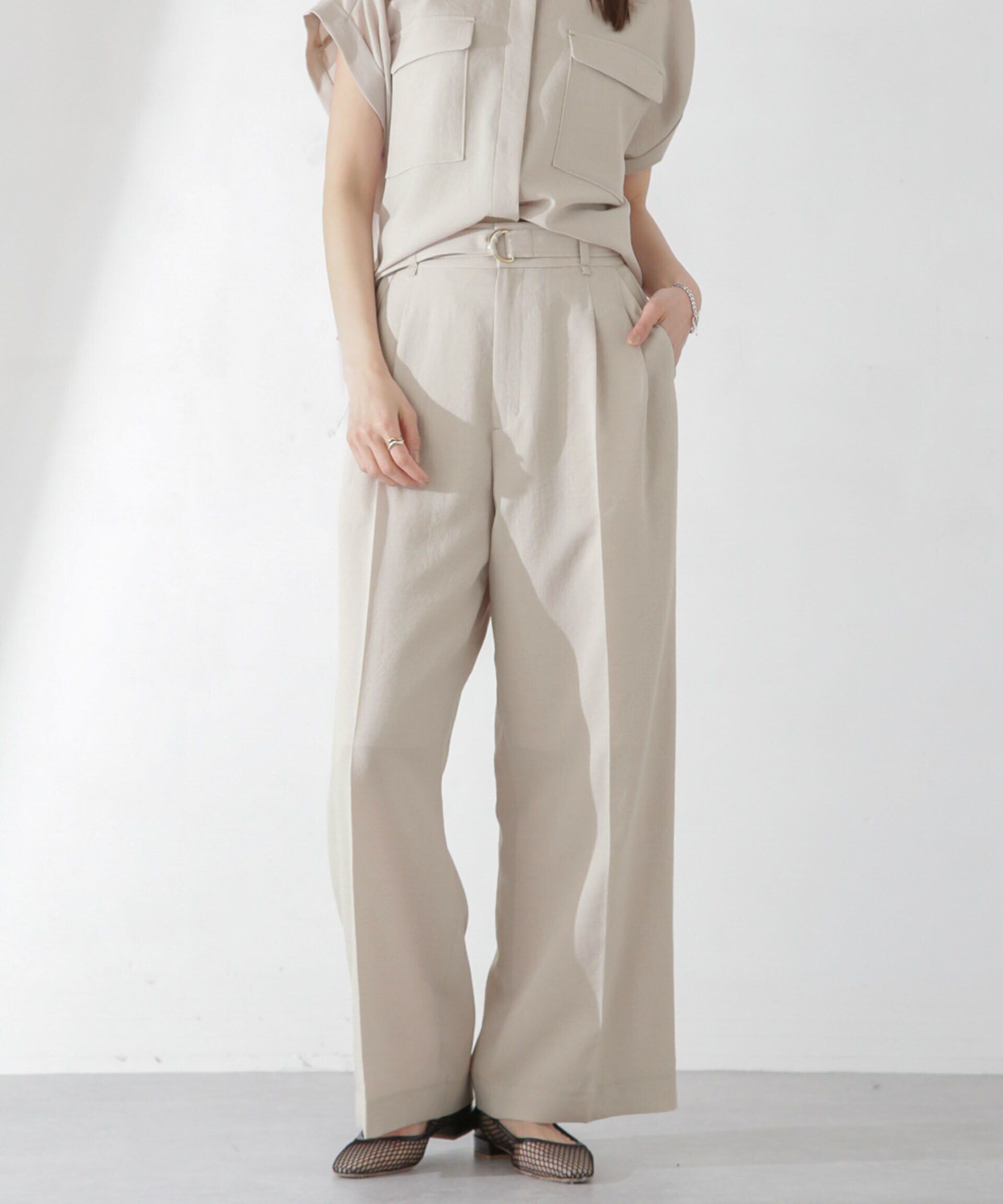 nano･universe「<洗濯機使用可><ﾉﾝｱｲﾛﾝ>ﾒﾗﾝｼﾞﾄﾞﾗｲ ﾍﾞﾙﾄ付きﾜｲﾄﾞ  」|チノ|