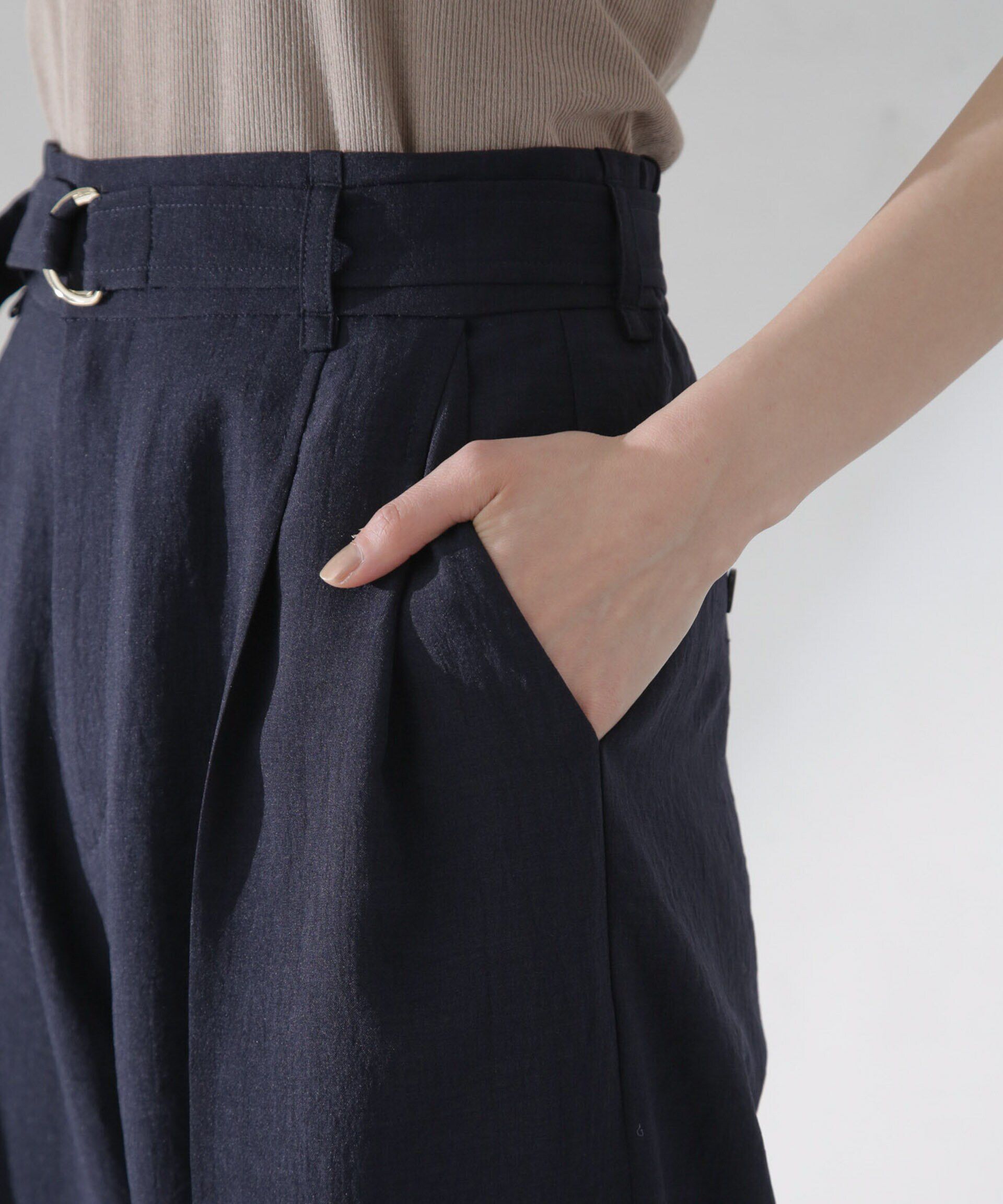 nano･universe「<洗濯機使用可><ﾉﾝｱｲﾛﾝ>ﾒﾗﾝｼﾞﾄﾞﾗｲ ﾍﾞﾙﾄ付きﾜｲﾄﾞ  」|チノ|