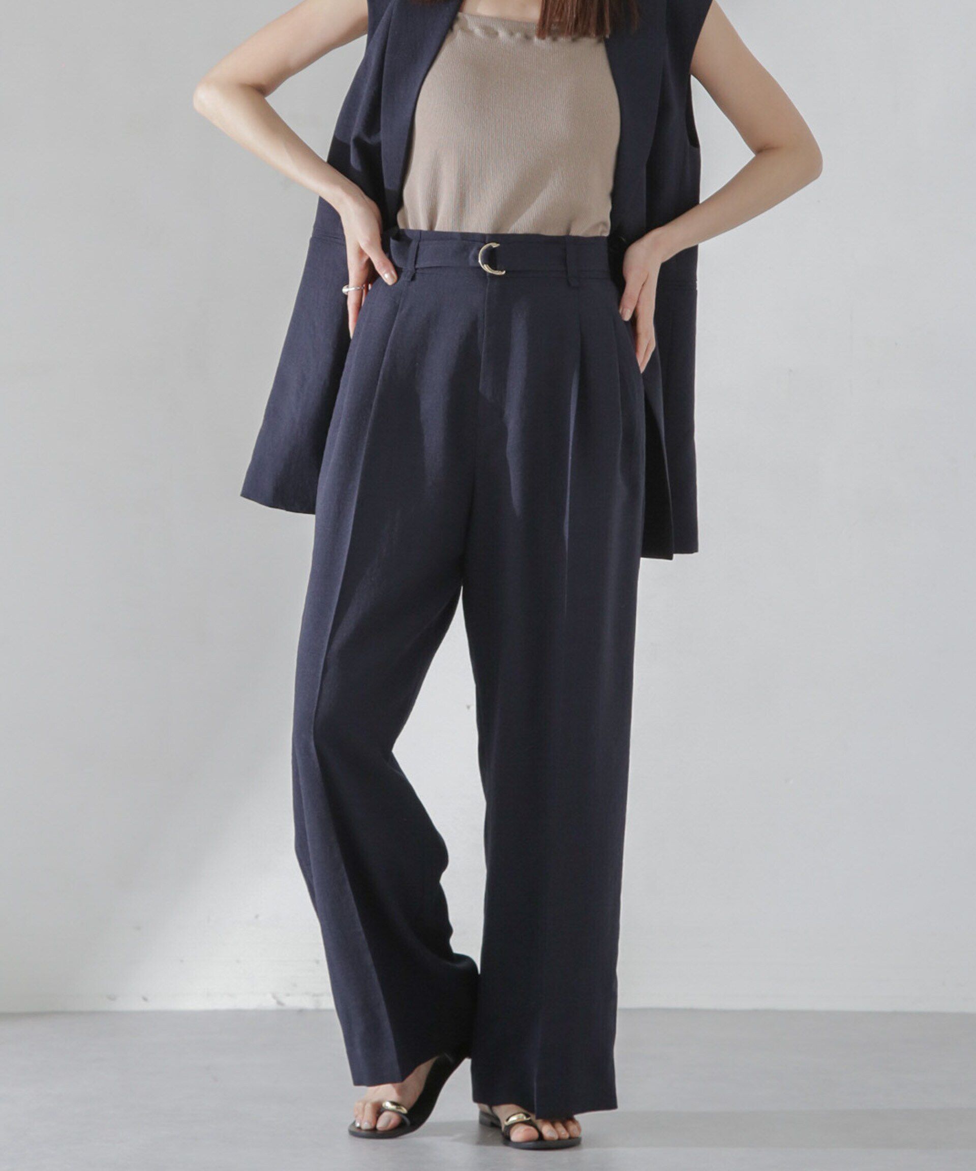 nano･universe「<洗濯機使用可><ﾉﾝｱｲﾛﾝ>ﾒﾗﾝｼﾞﾄﾞﾗｲ ﾍﾞﾙﾄ付きﾜｲﾄﾞ  」|チノ|