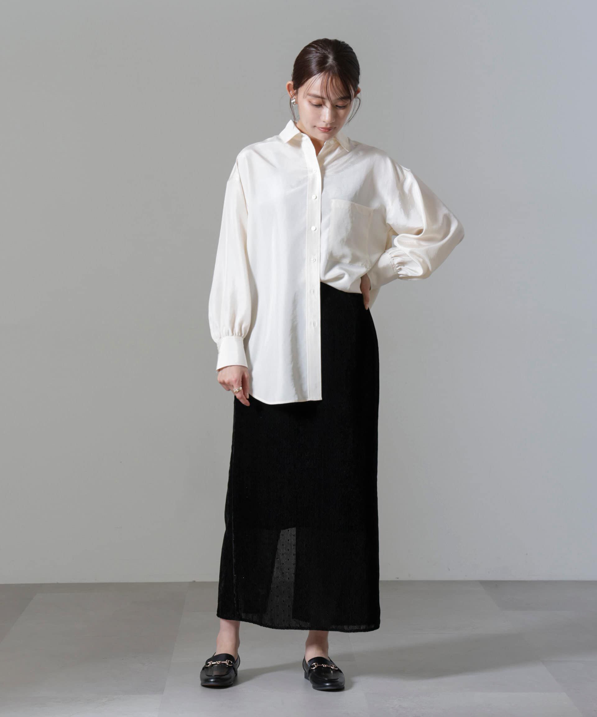 nano･universe「ストライプベロアIラインスカート」|スカート|