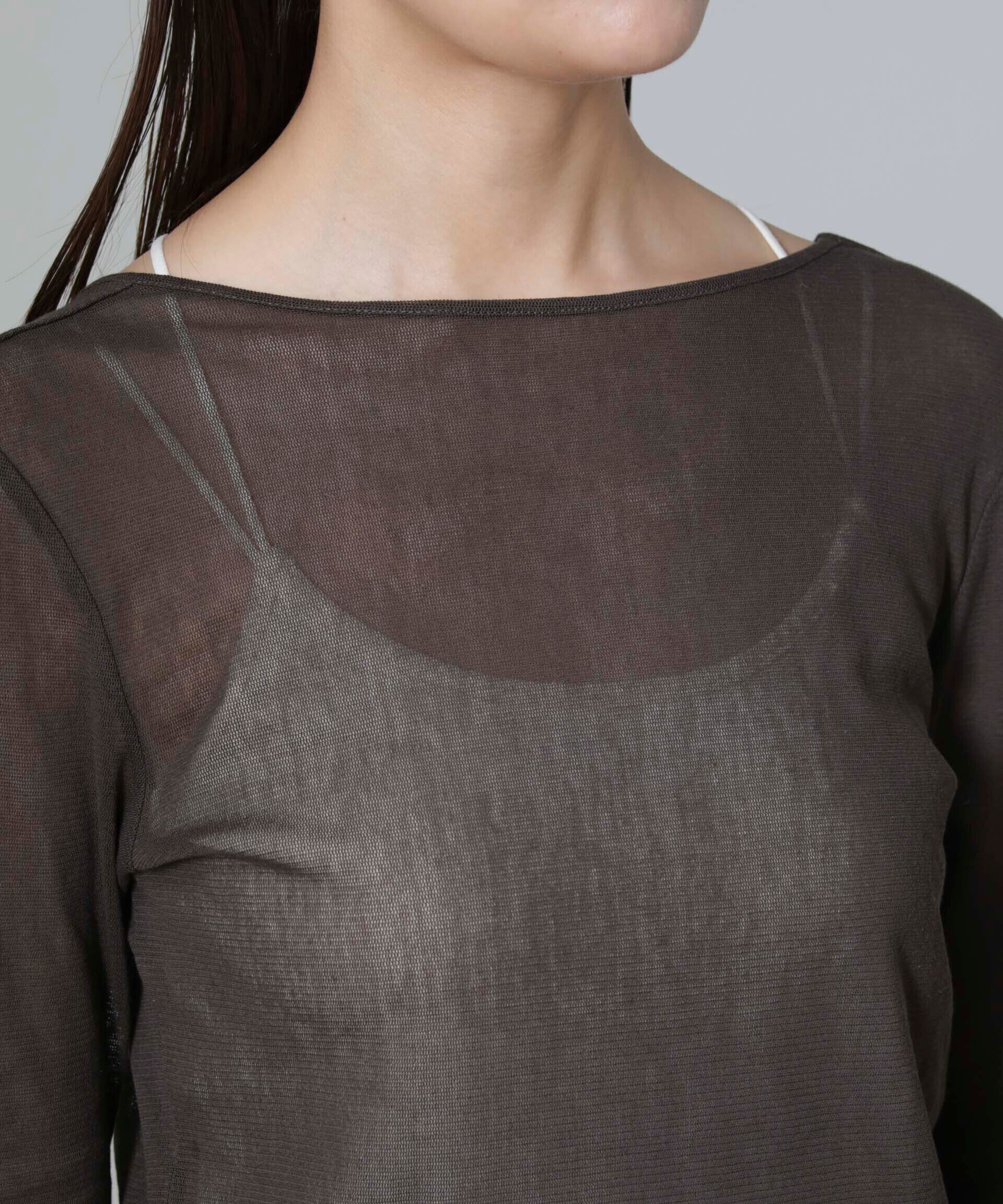 nano･universe「フレアスリーブメッシュトップス」|Tシャツ・カットソー|