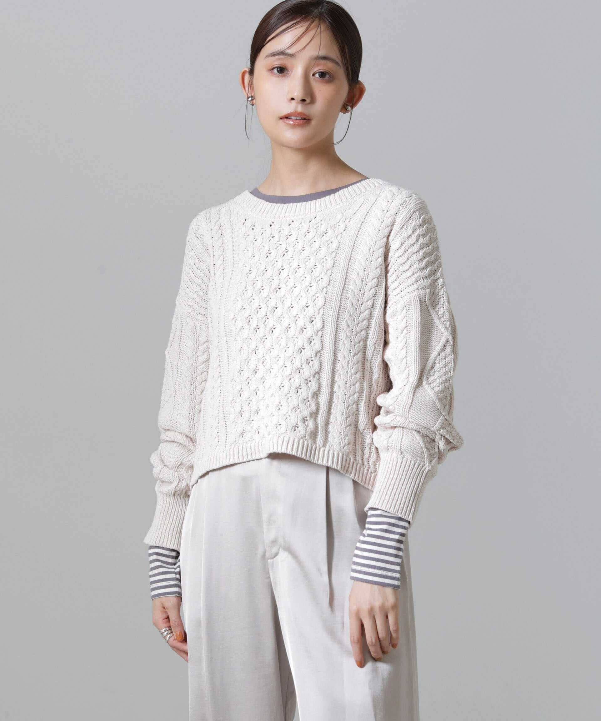 nano･universe「ケーブルクロップドプルオーバーニット」|ニット・セーター|