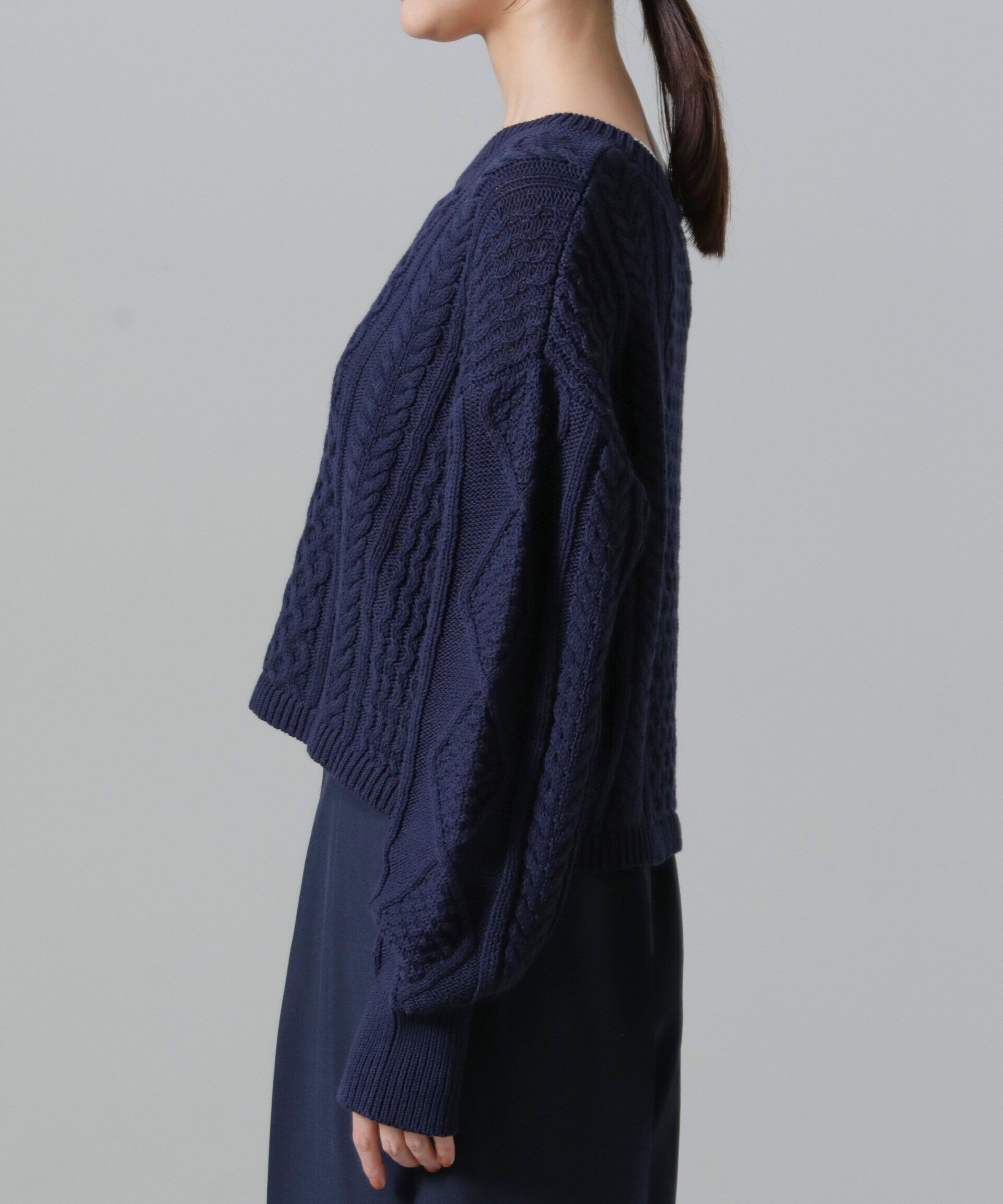 nano･universe「ケーブルクロップドプルオーバーニット」|ニット・セーター|