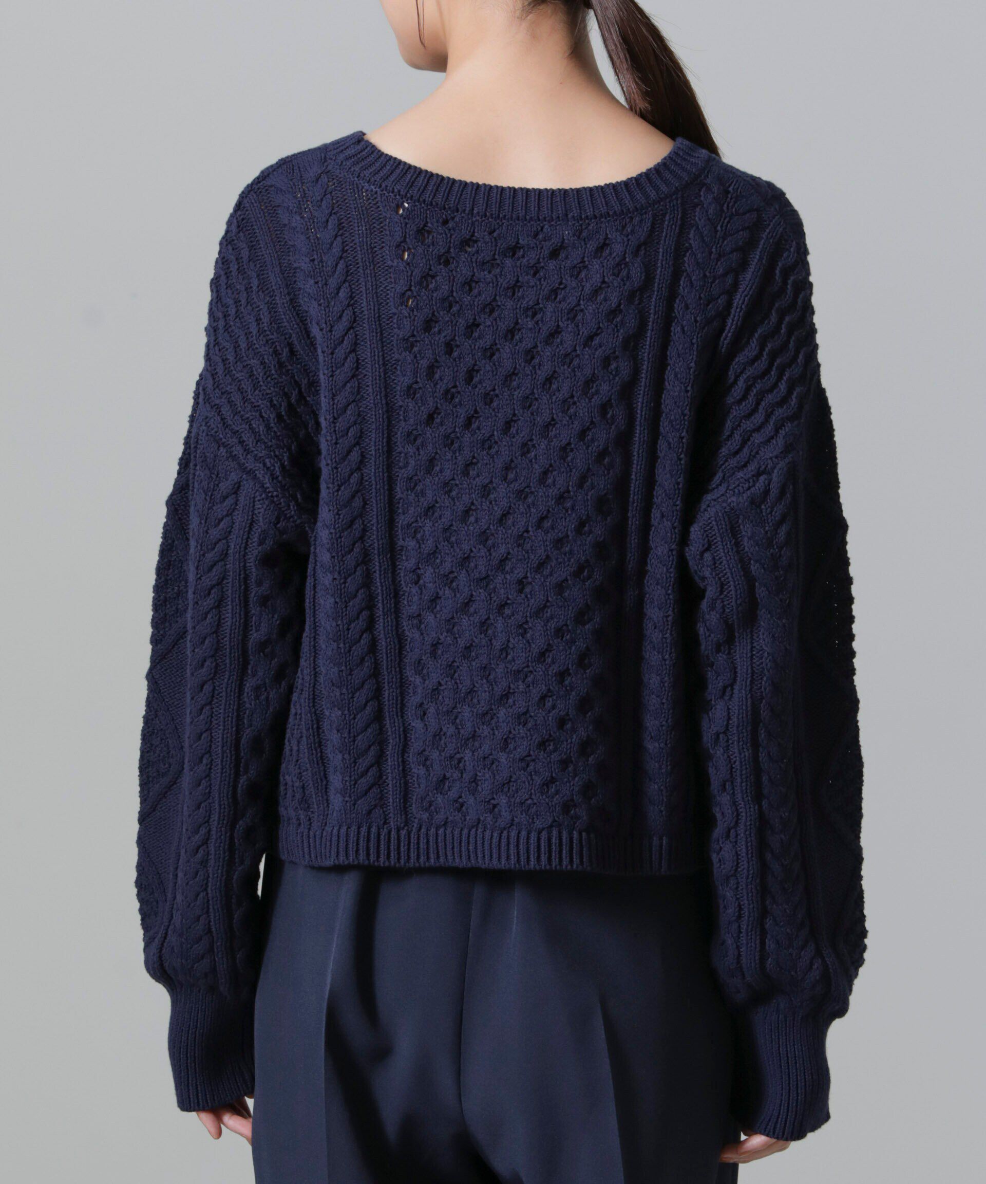 nano･universe「ケーブルクロップドプルオーバーニット」|ニット・セーター|