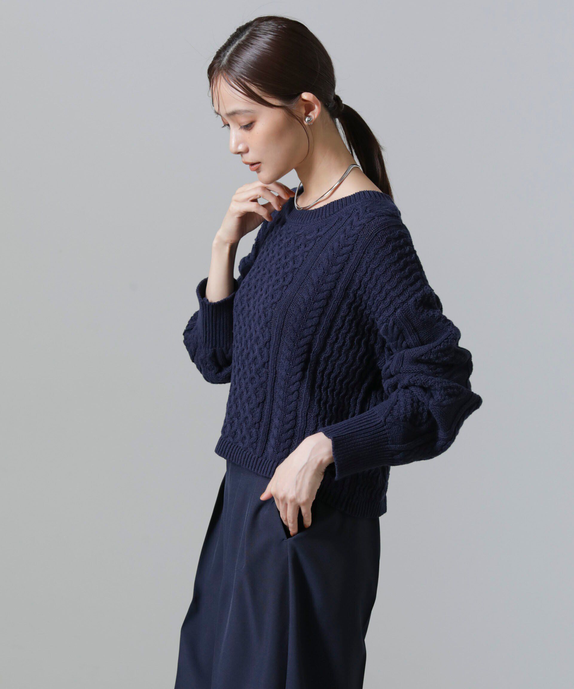 nano･universe「ケーブルクロップドプルオーバーニット」|ニット・セーター|