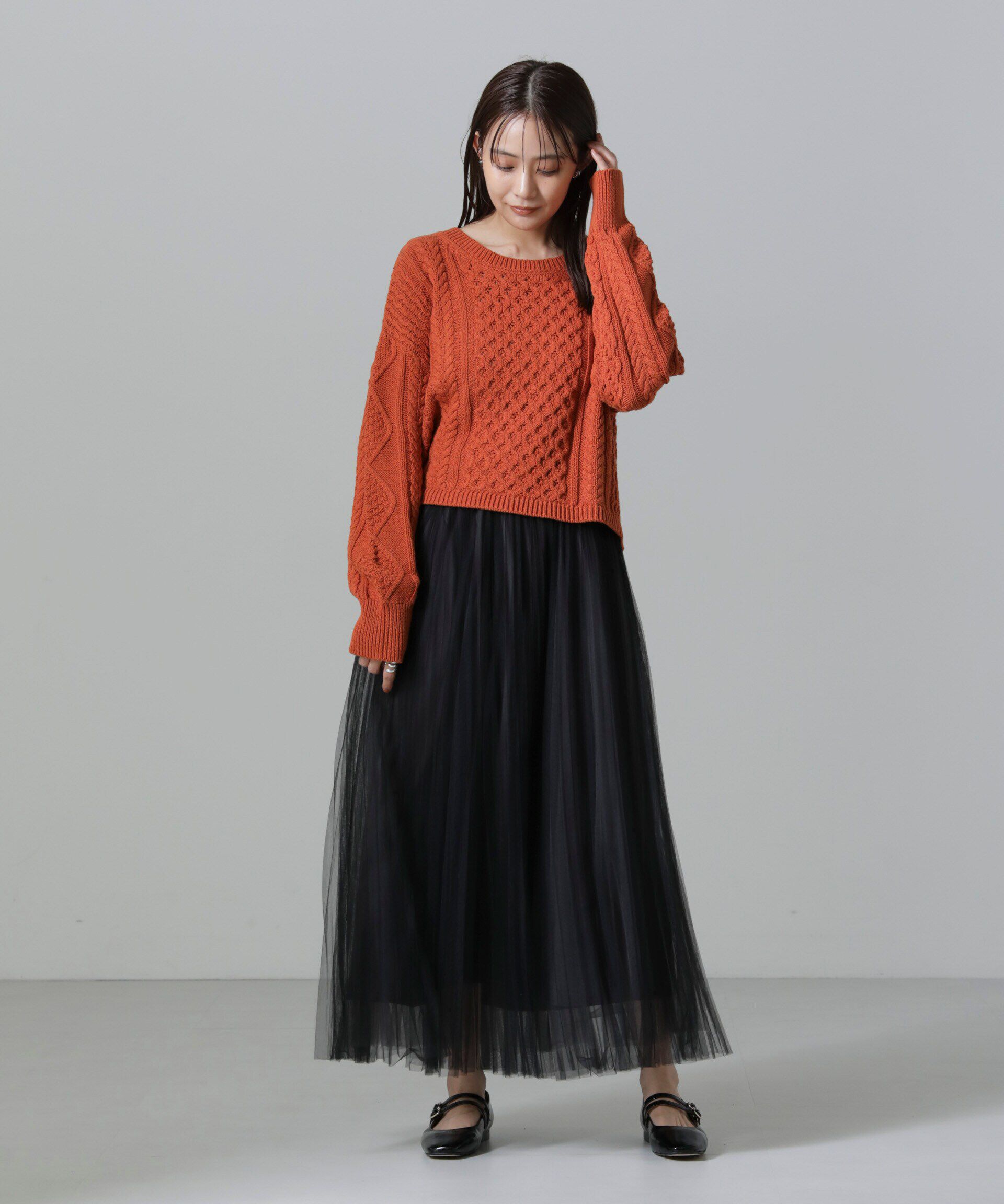 nano･universe「ケーブルクロップドプルオーバーニット」|ニット・セーター|