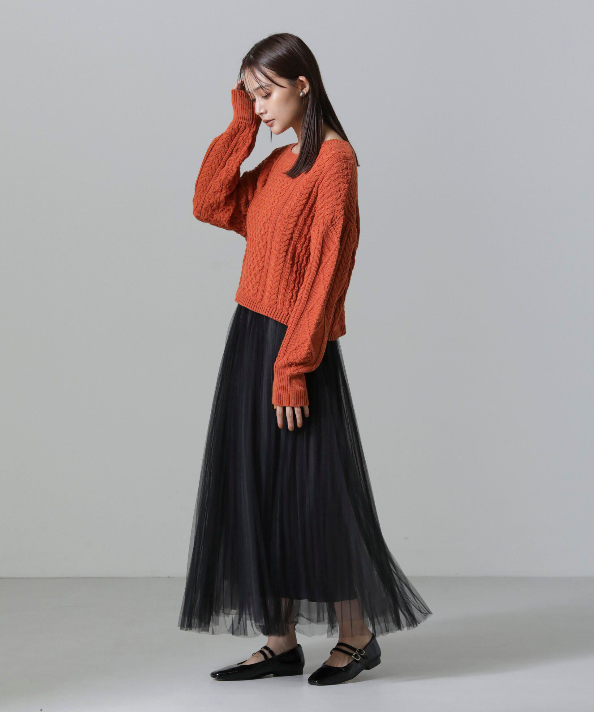 nano･universe「ケーブルクロップドプルオーバーニット」|ニット・セーター|