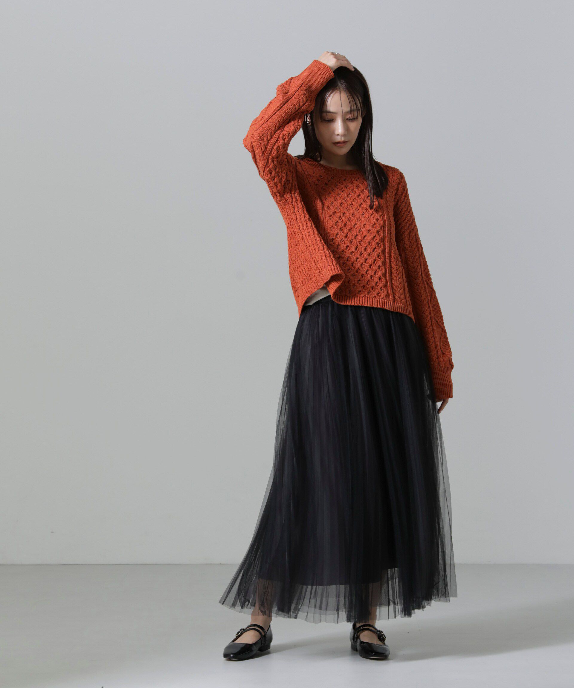 nano･universe「ケーブルクロップドプルオーバーニット」|ニット・セーター|