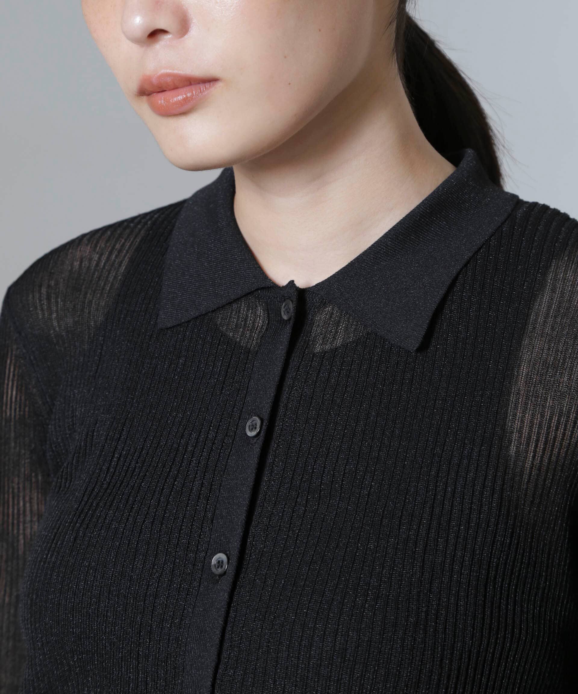 nano･universe「シアーブライトリブ衿付きカーディガン」|ニット・セーター|