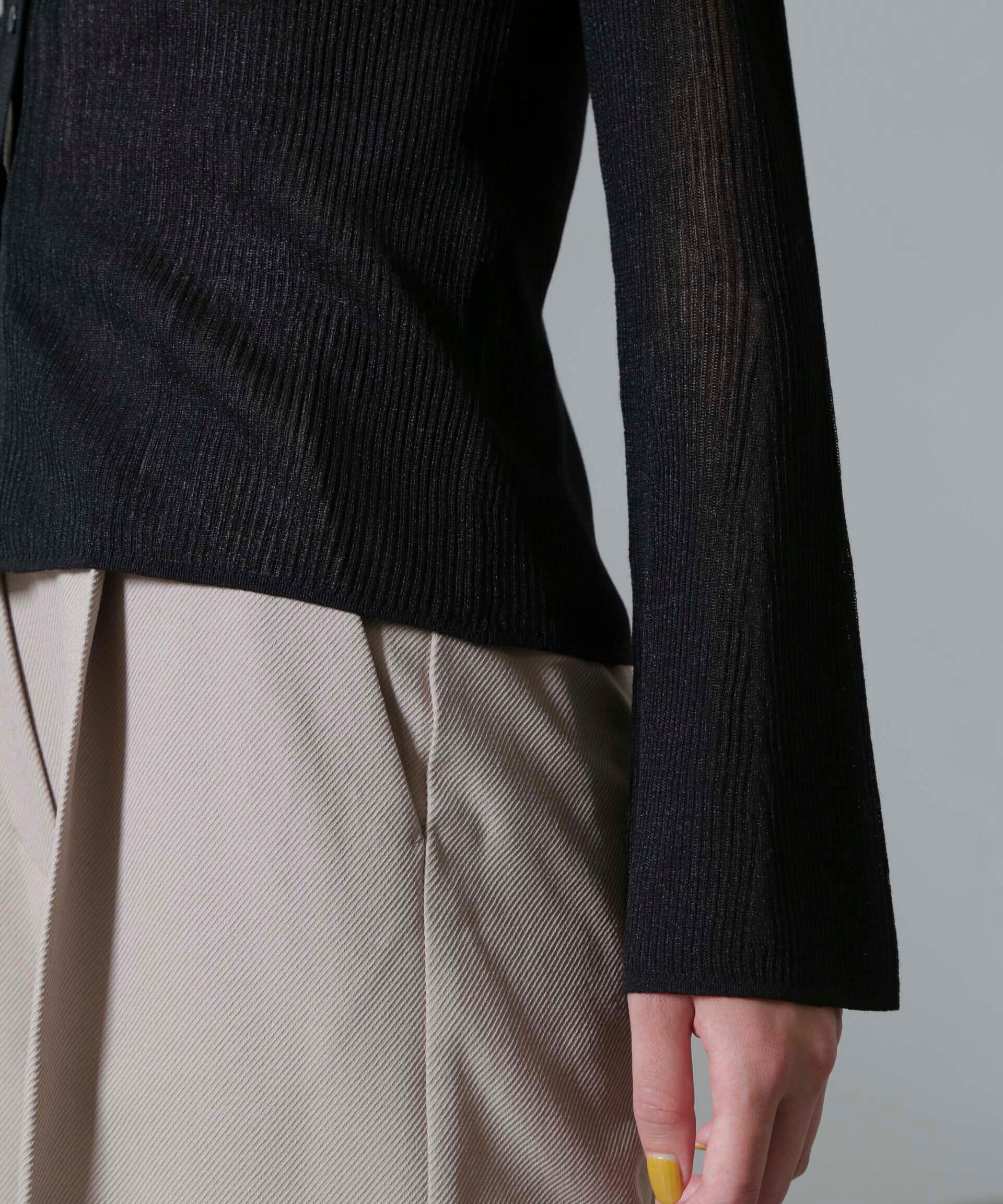 nano･universe「シアーブライトリブ衿付きカーディガン」|ニット・セーター|