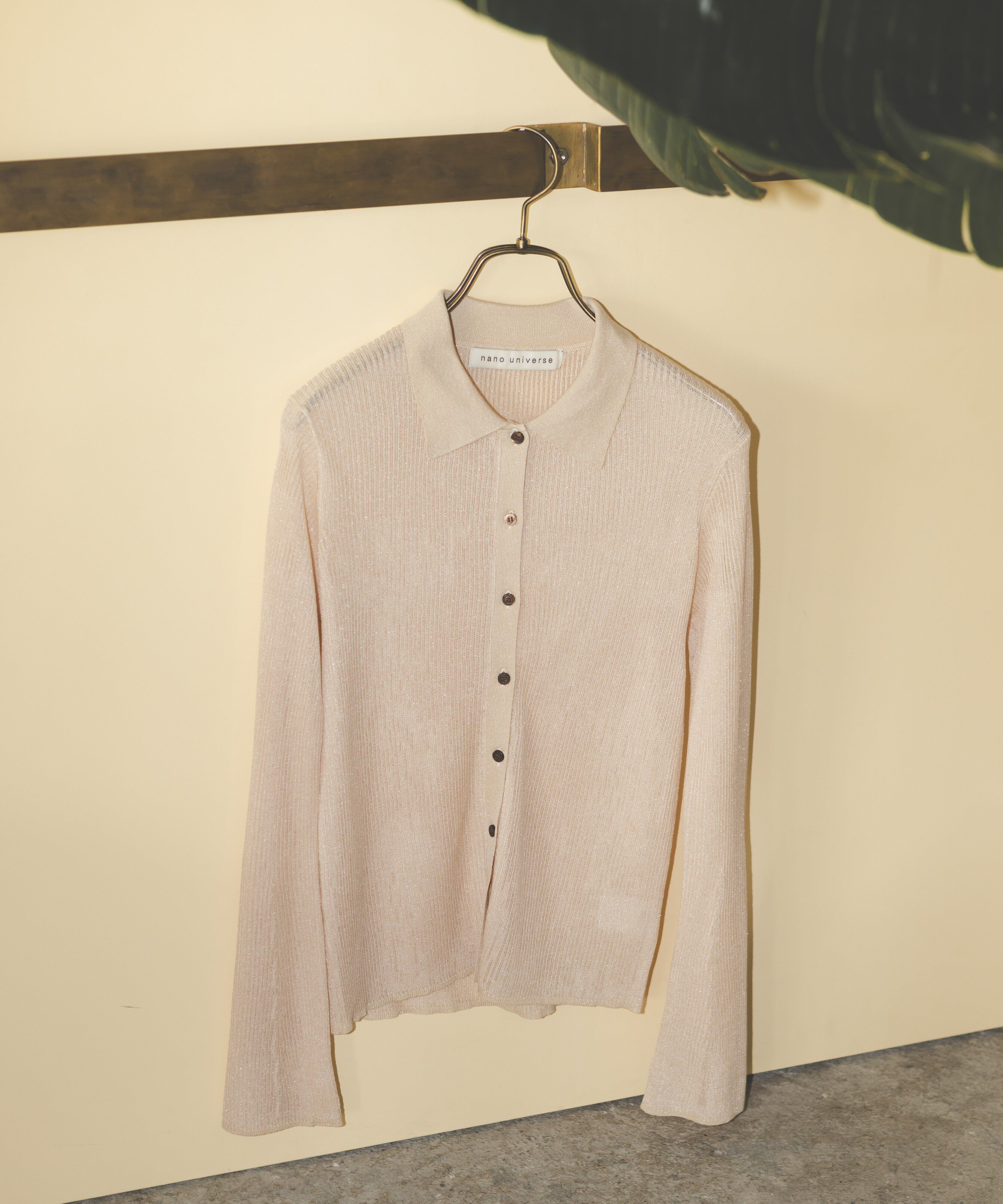 nano･universe「シアーブライトリブ衿付きカーディガン」|ニット・セーター|