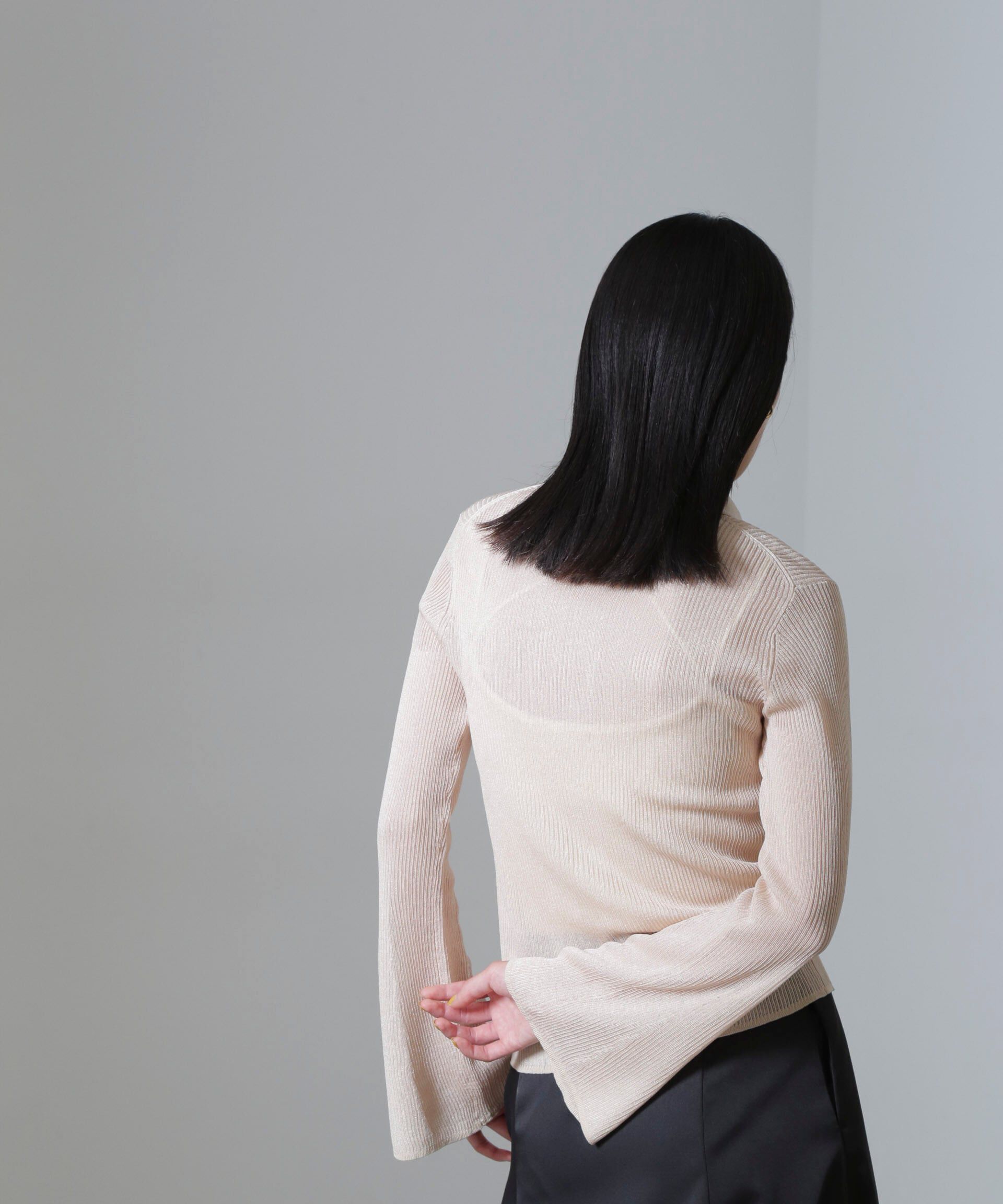 nano･universe「シアーブライトリブ衿付きカーディガン」|ニット・セーター|