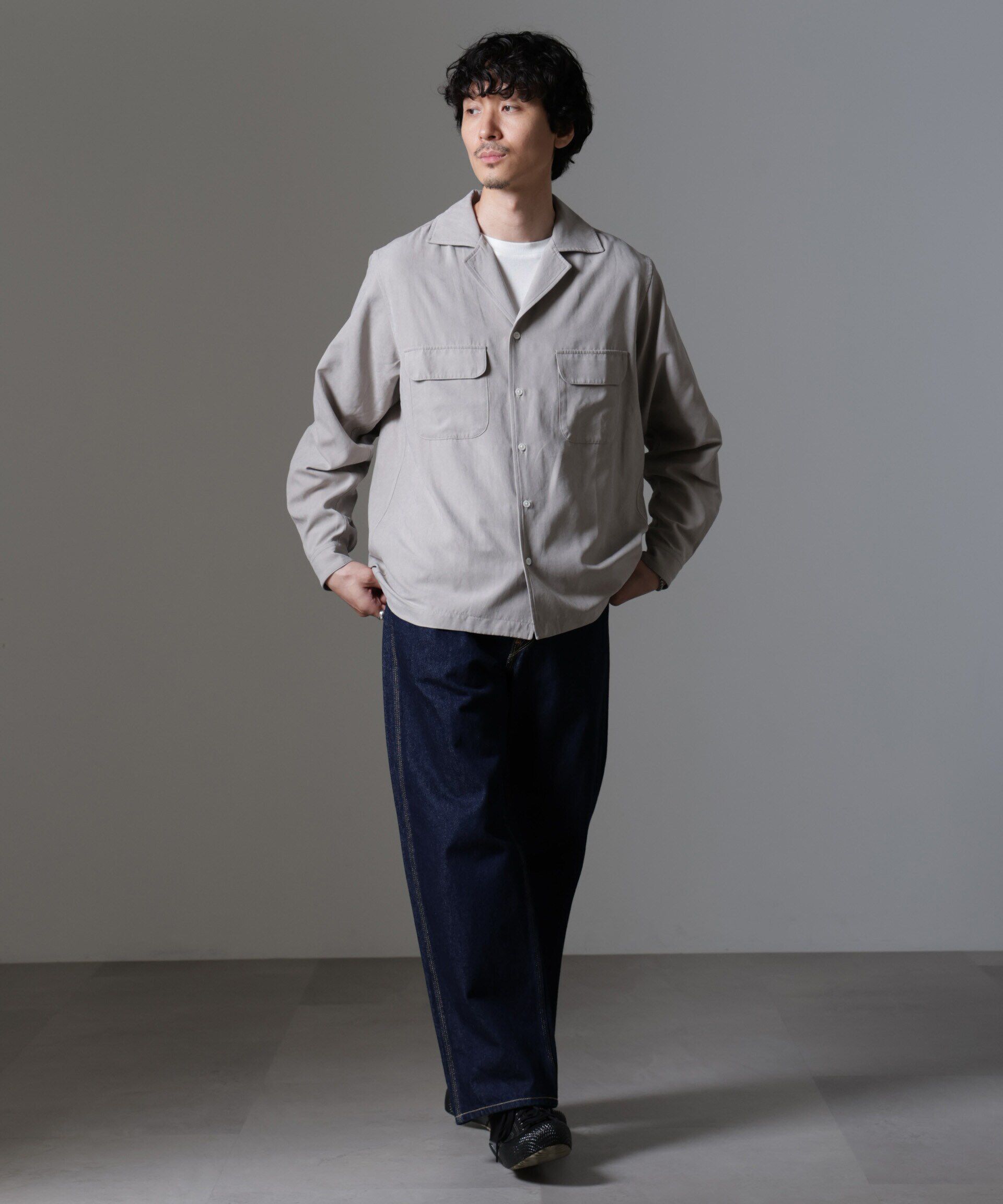 nano･universe「スウェードライクオープンカラーシャツ」|シャツ・ブラウス|