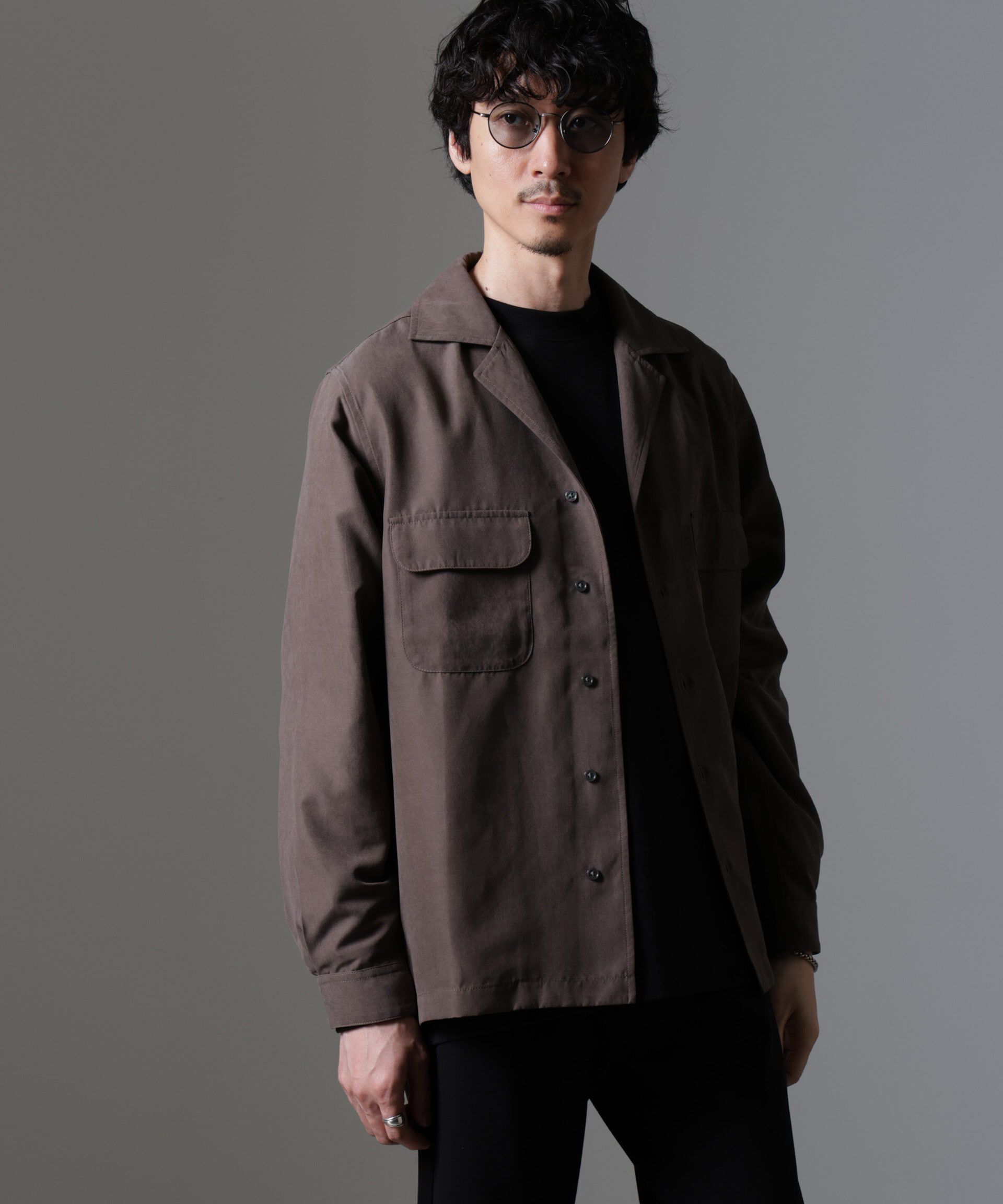 nano･universe「スウェードライクオープンカラーシャツ」|シャツ・ブラウス|