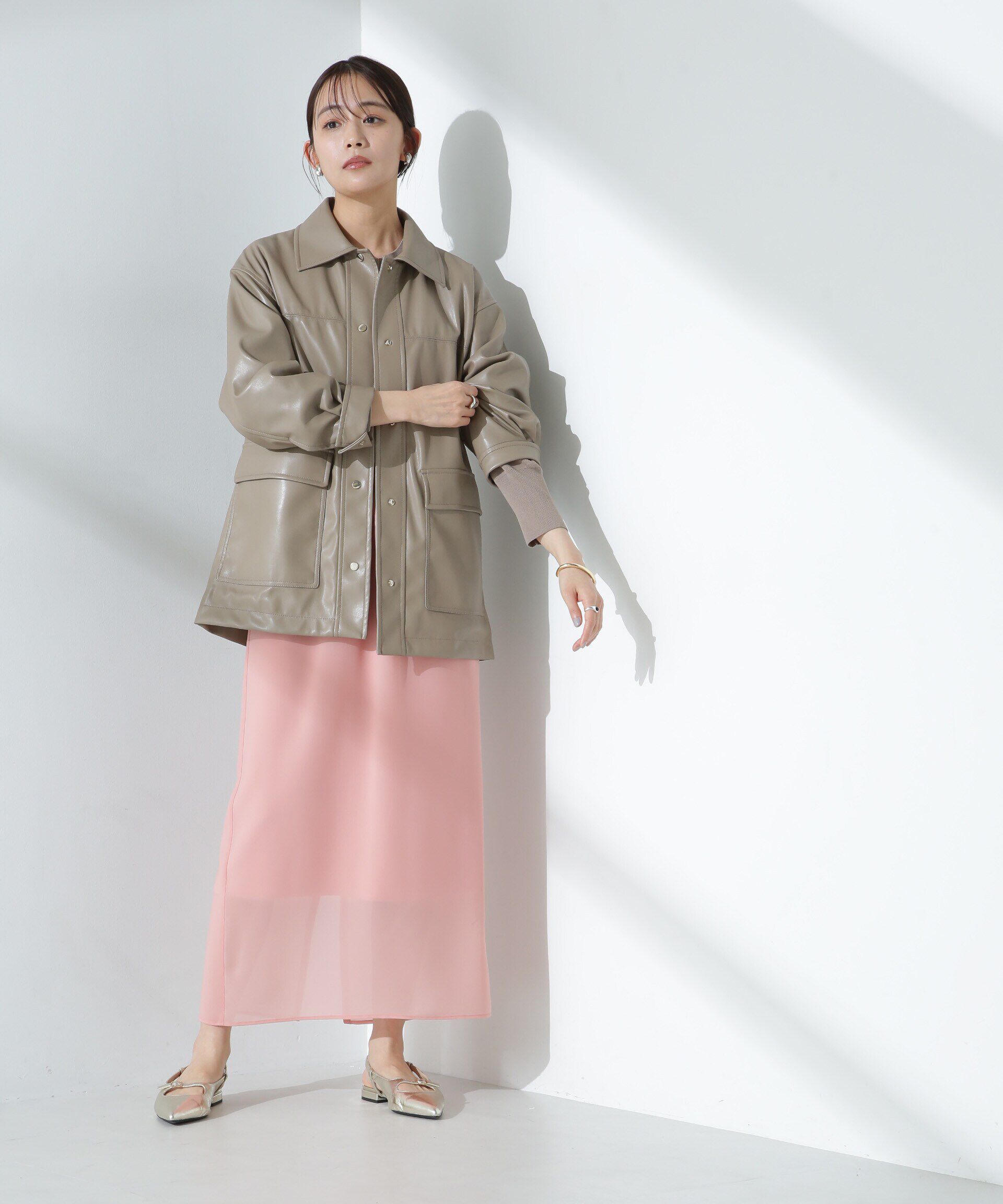 nano･universe「シアーストレッチサテン切り替えスカート」|スカート|