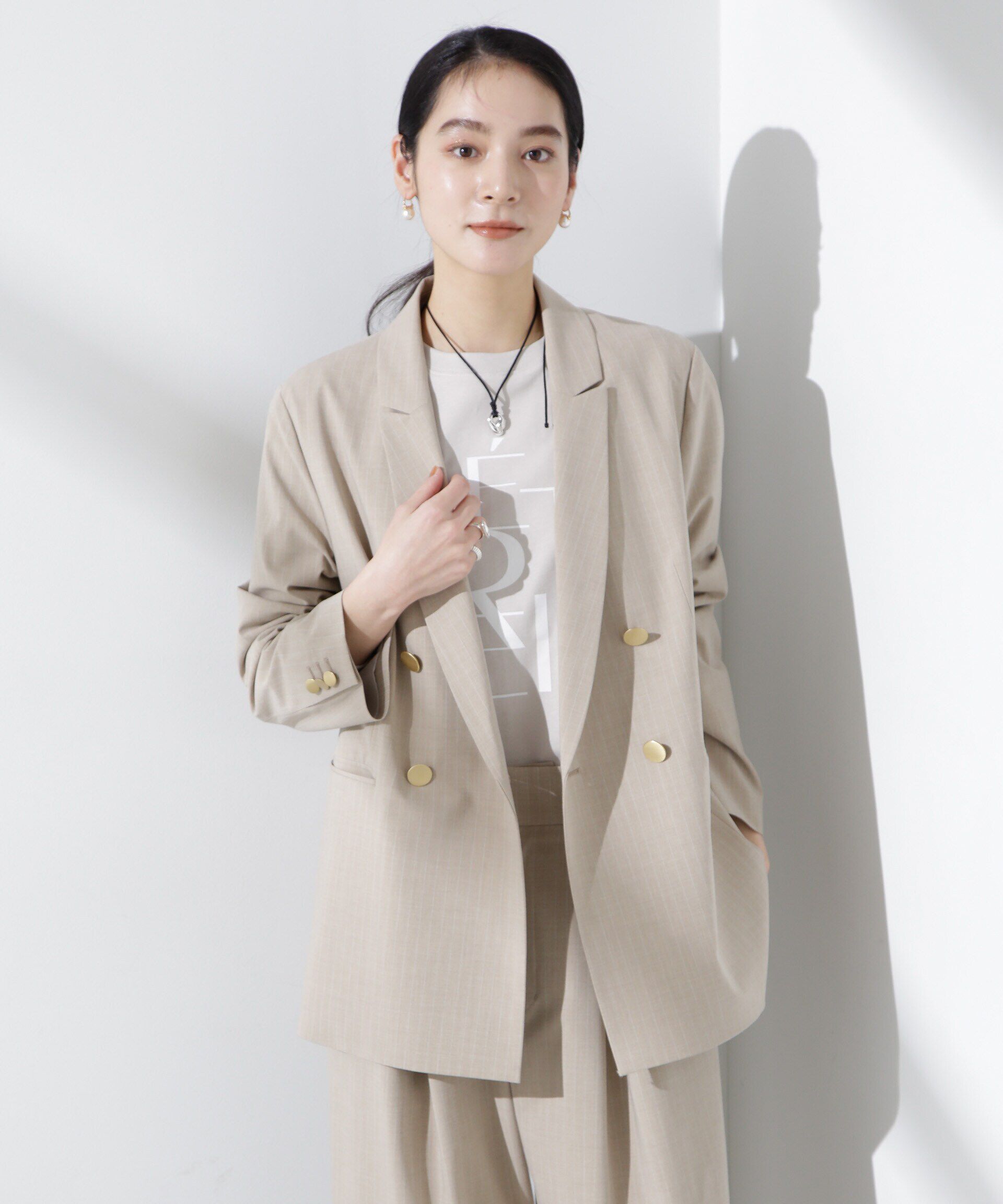 nano･universe「トロストレッチダブルジャケット(セットアップ可)」|テーラードジャケット|