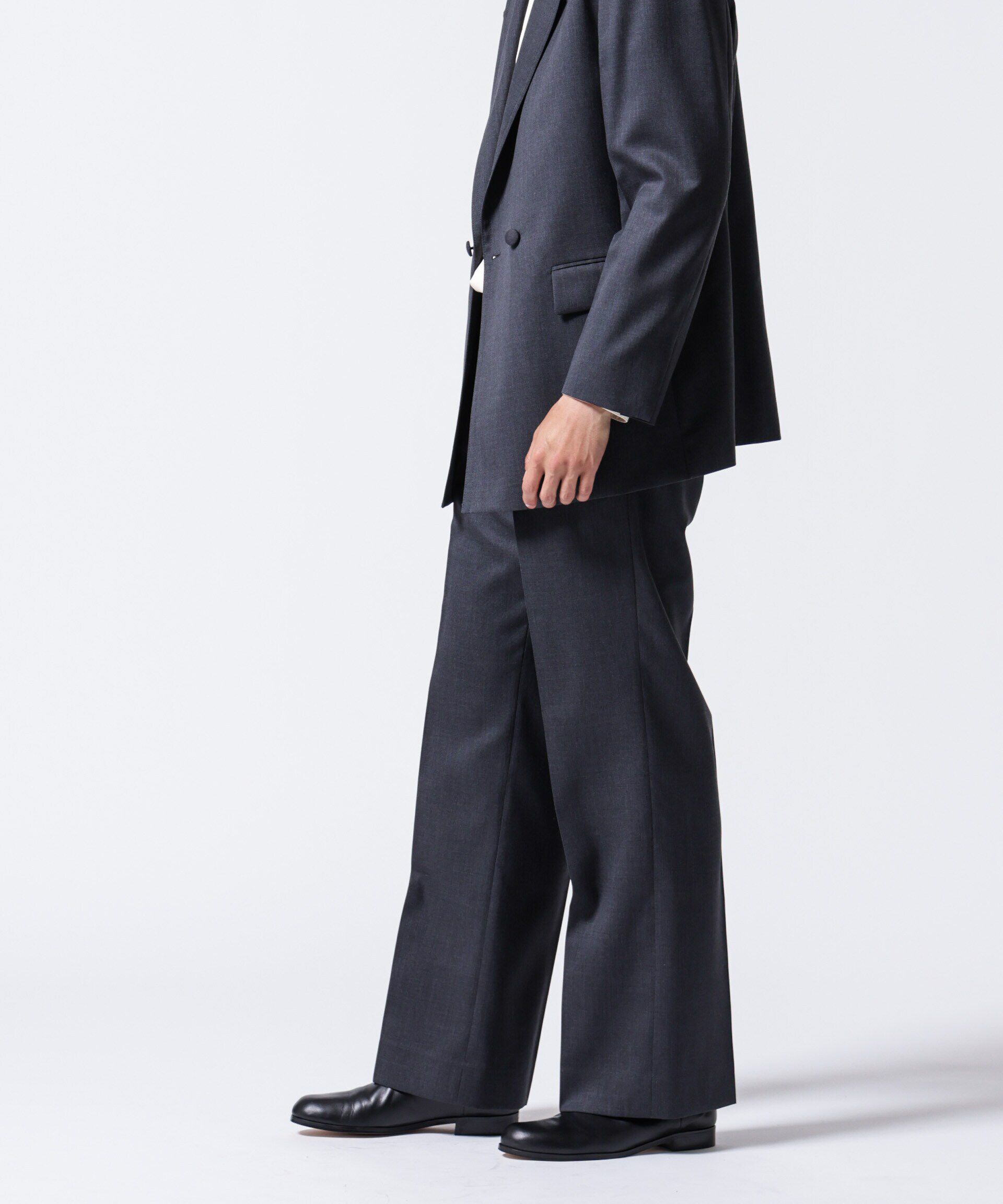 nano･universe「「ASSEMBLANC」クリースワイドパンツ(セットアップ可)」|スーツ|チャコール3