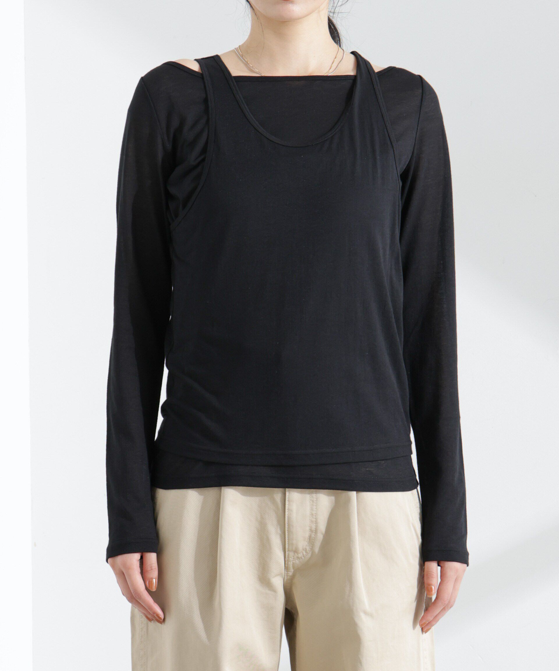 nano･universe「シアータンクトップ＋ロンTレイヤードセット」|Tシャツ・カットソー|