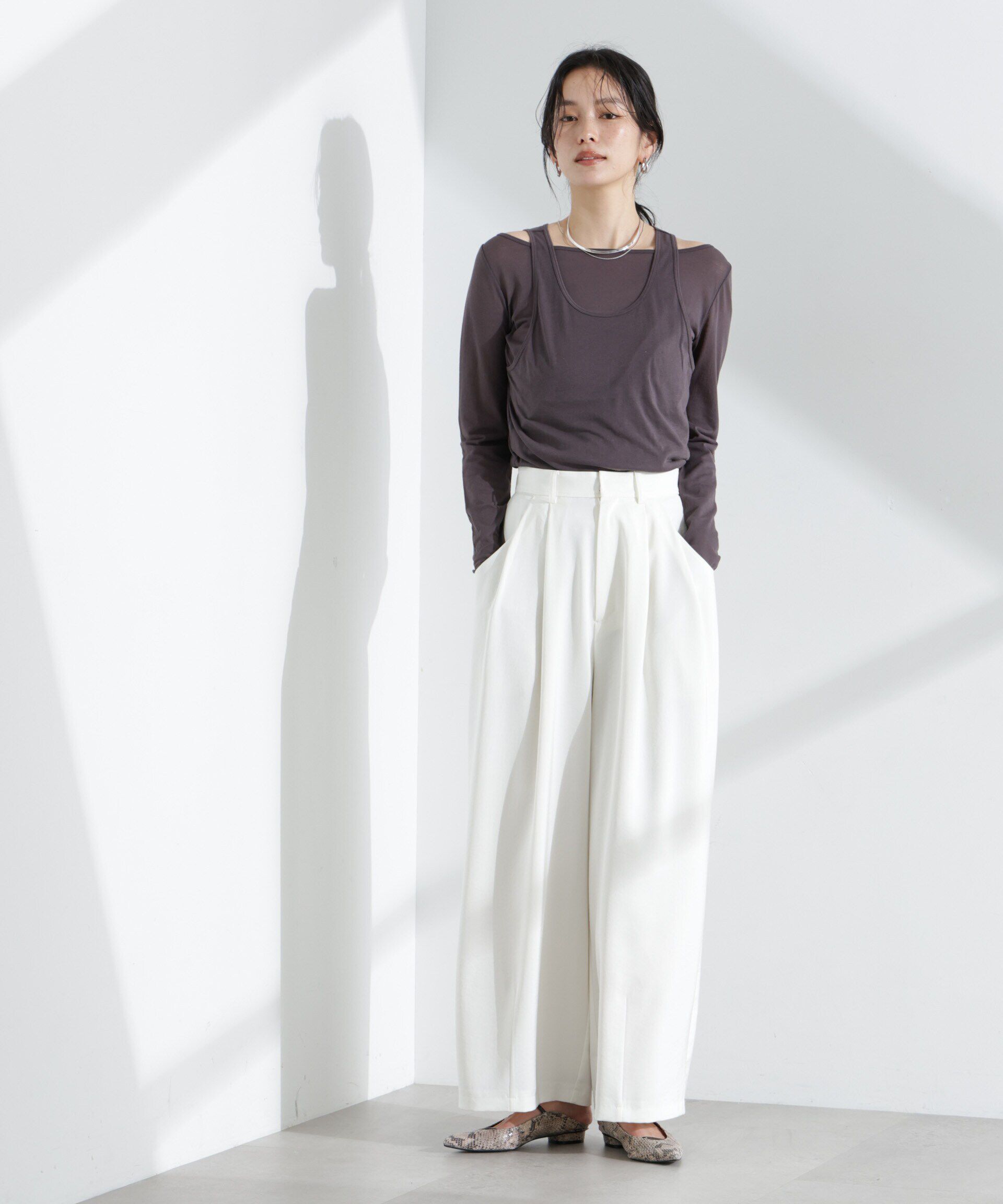 nano･universe「シアータンクトップ＋ロンTレイヤードセット」|Tシャツ・カットソー|