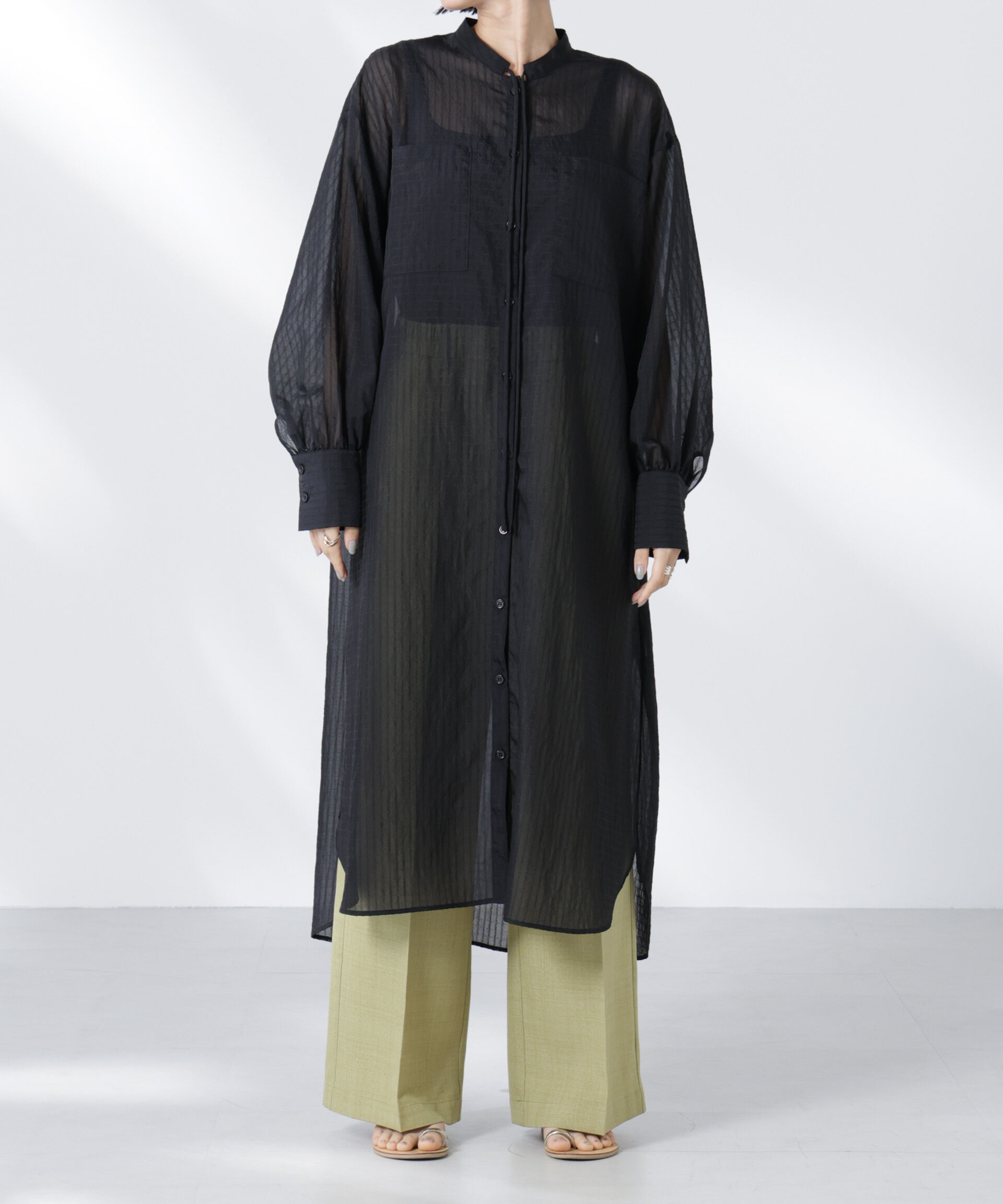 nano･universe「シアーストライプシャツワンピース」|ワンピース|