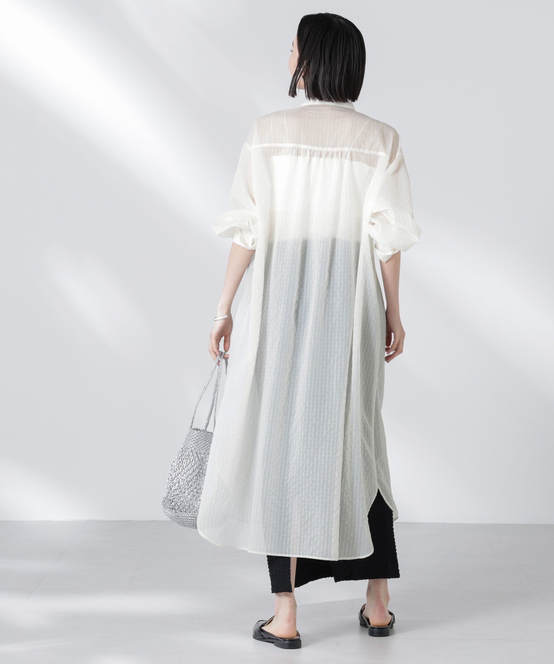 nano･universe「シアーストライプシャツワンピース」|ワンピース|