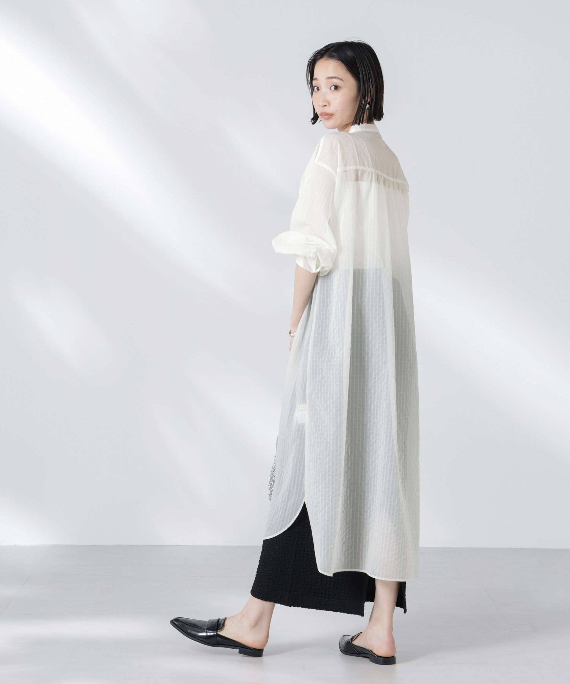 nano･universe「シアーストライプシャツワンピース」|ワンピース|