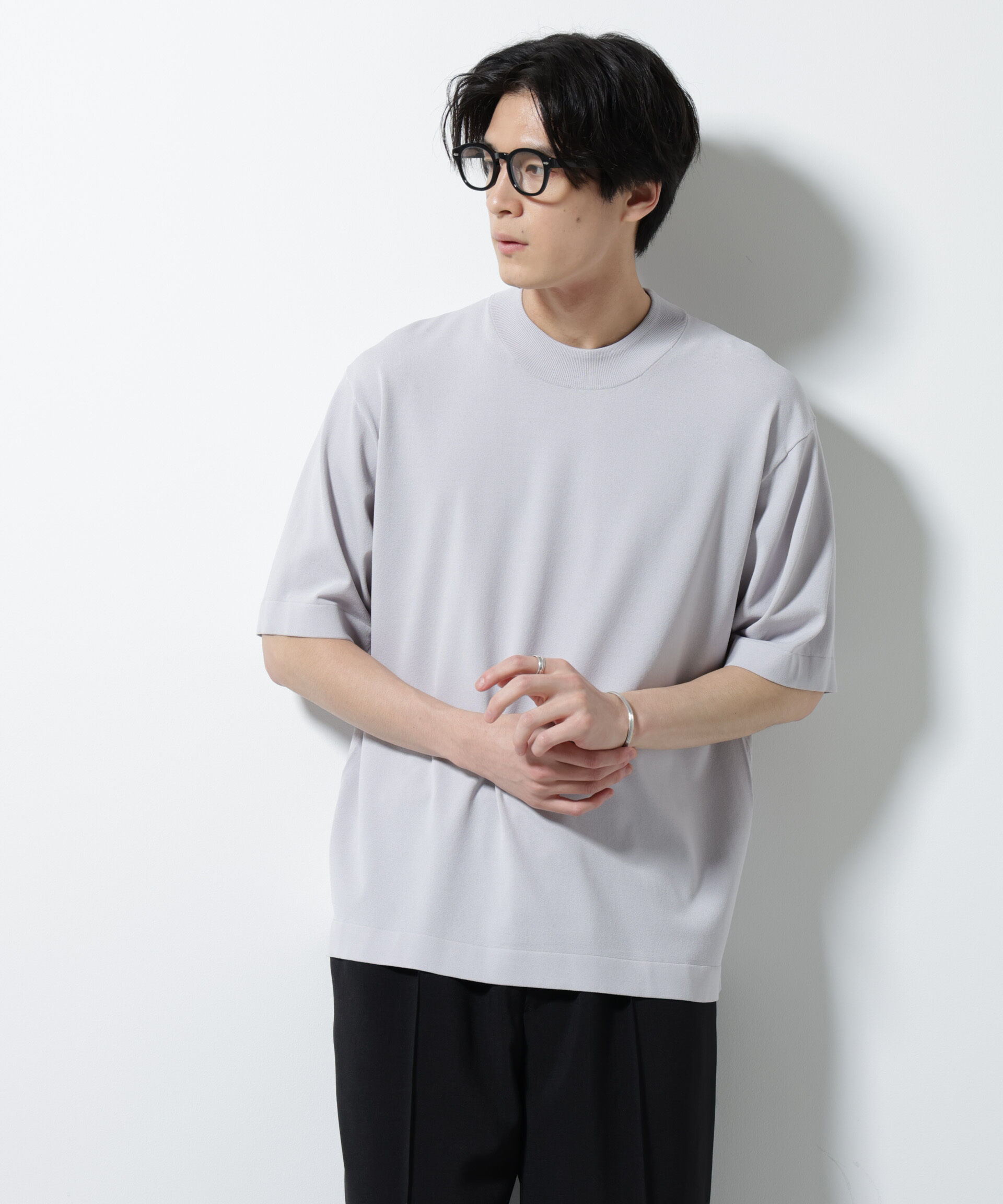 nano･universe「｢ELITE 7 FUNCTION｣モックネックニット」|ニット・セーター|L.グレー1