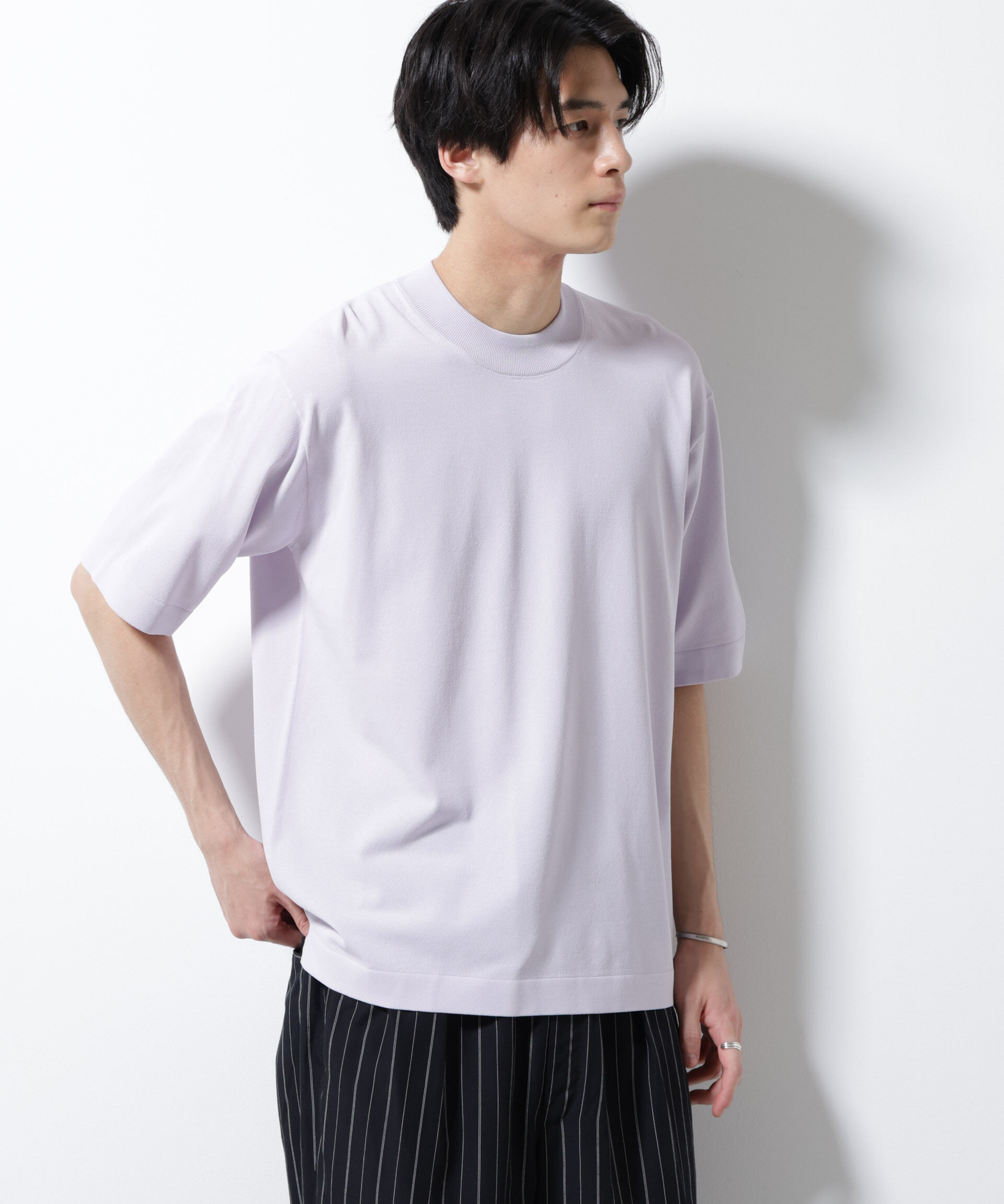 nano･universe「｢ELITE 7 FUNCTION｣モックネックニット」|ニット・セーター|ラベンダー3