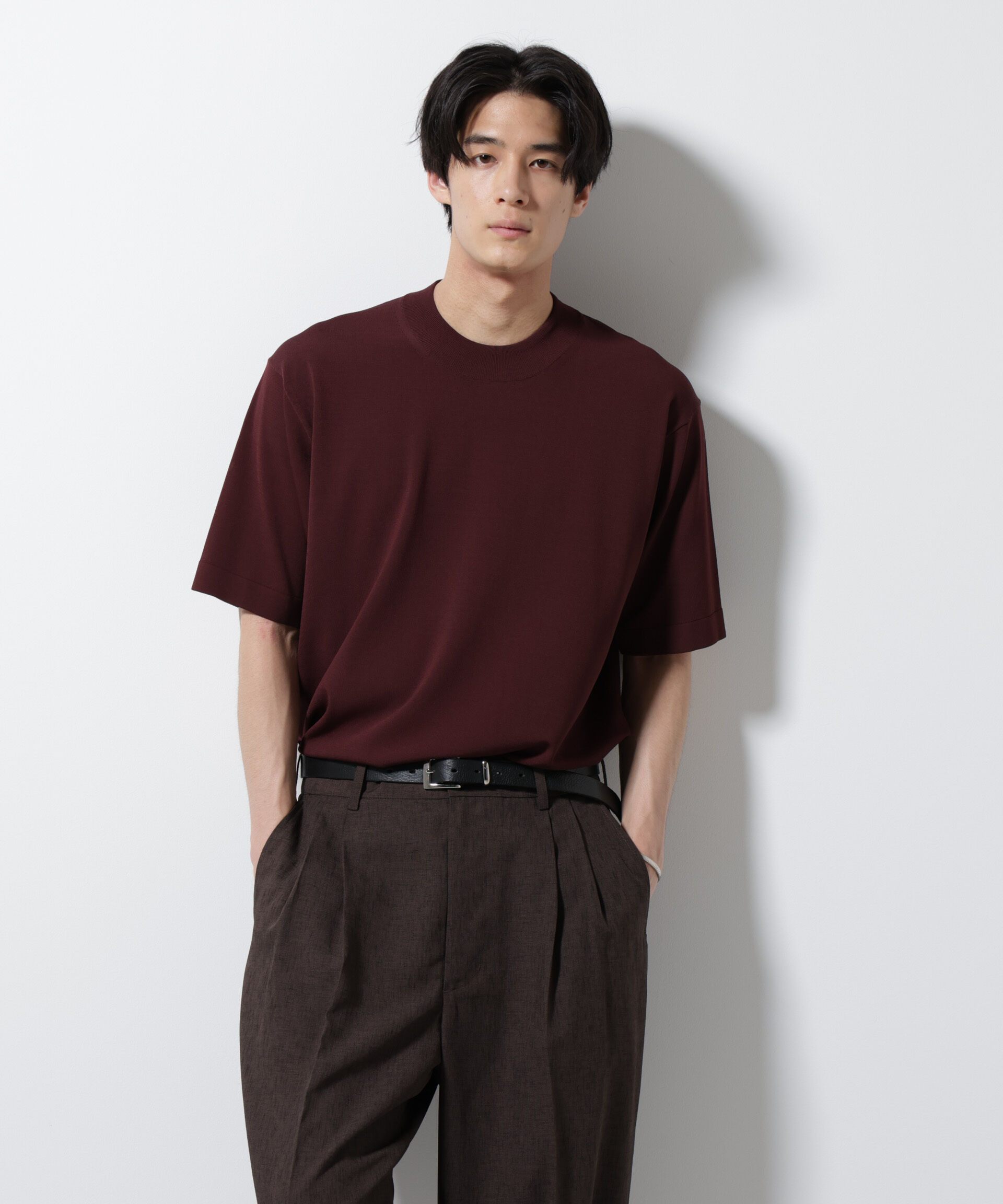 nano･universe「｢ELITE 7 FUNCTION｣モックネックニット」|ニット・セーター|ボルドー3