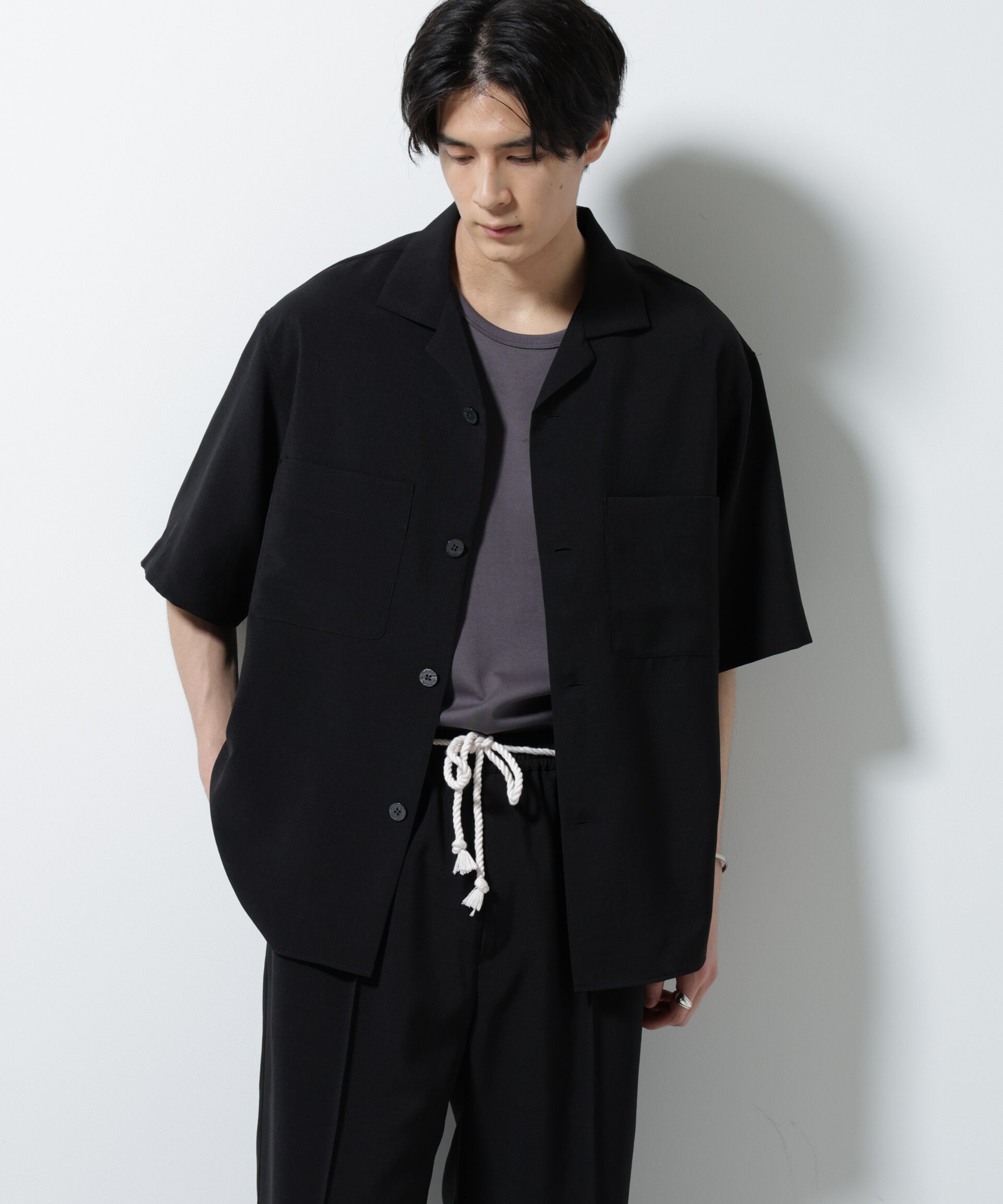 nano･universe「メランジドライオープンカラーシャツ（セットアップ可）」|シャツ・ブラウス|