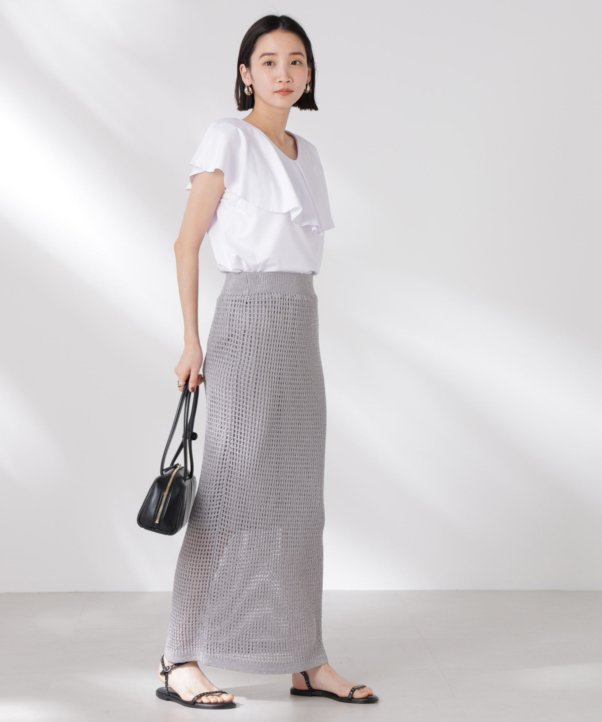 nano･universe「ラッフルカラーカットノースリーブトップス」|Tシャツ・カットソー|