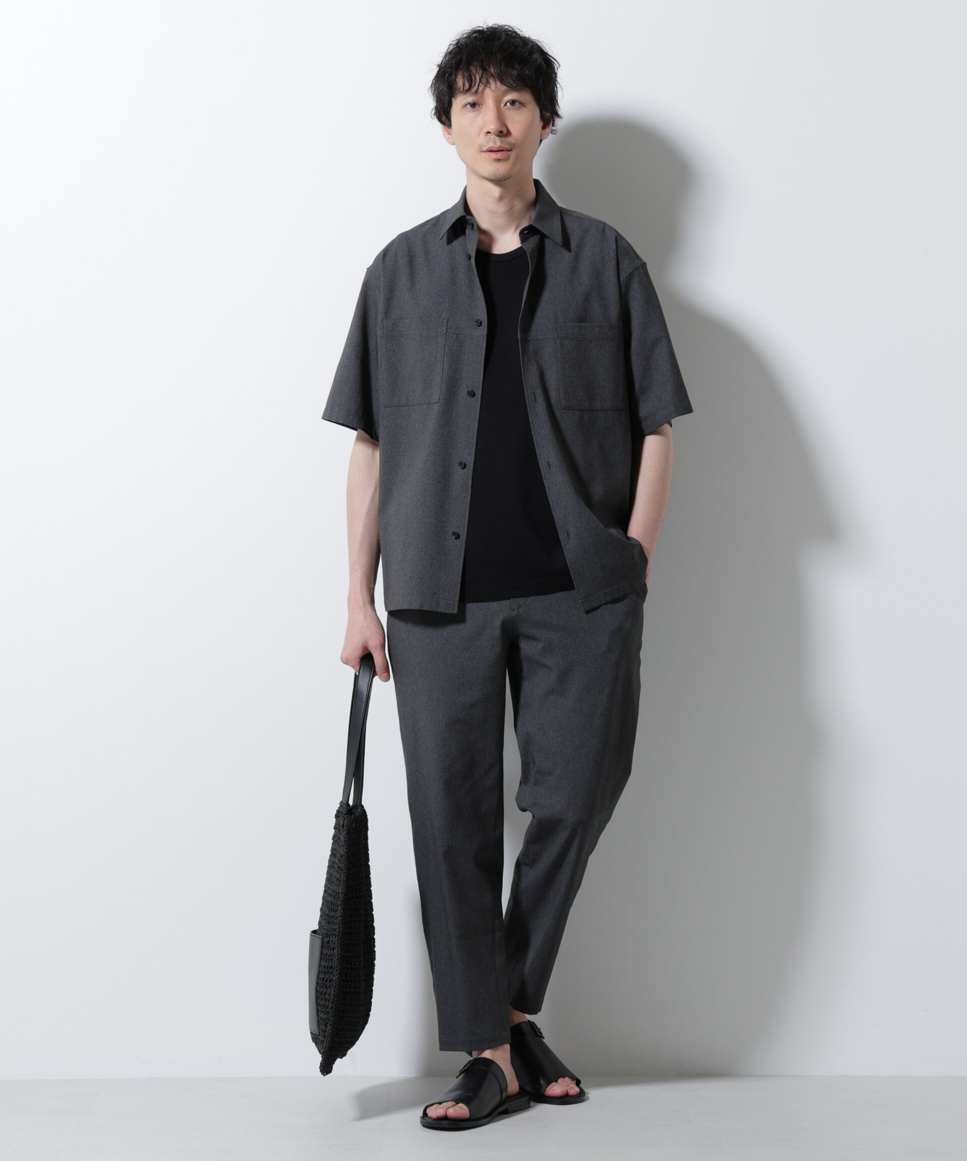 nano･universe「DotAir(R)ミニホールストレッチシャツ半袖/吸水速乾(セットアップ可)」|シャツ・ブラウス|