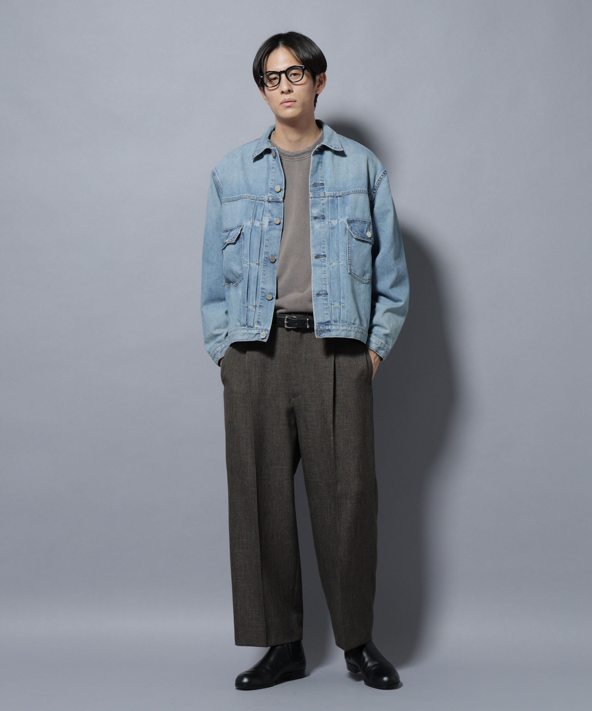 nano･universe「AUTHENコラボ SILKNIZED DENIM トラッカージャケット(セットアップ可)」|ブルゾン・スタジャン|