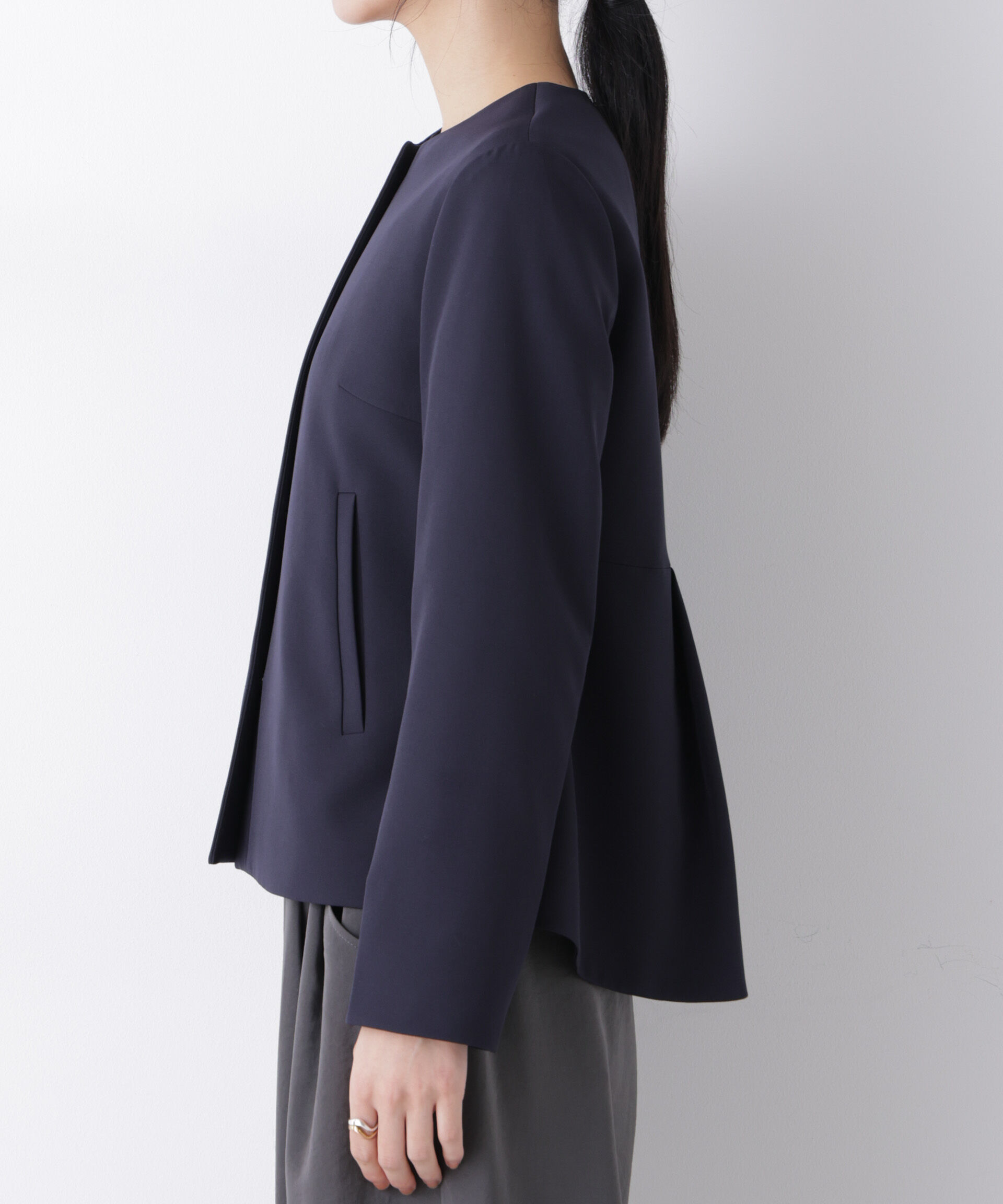 nano･universe「デイリーファンクション ノーカラージャケット(セットアップ可)」|テーラードジャケット|