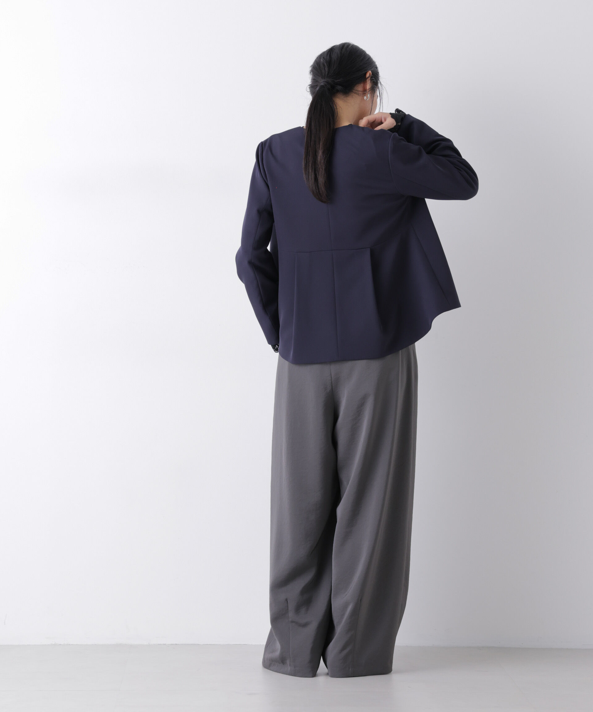nano･universe「デイリーファンクション ノーカラージャケット(セットアップ可)」|テーラードジャケット|