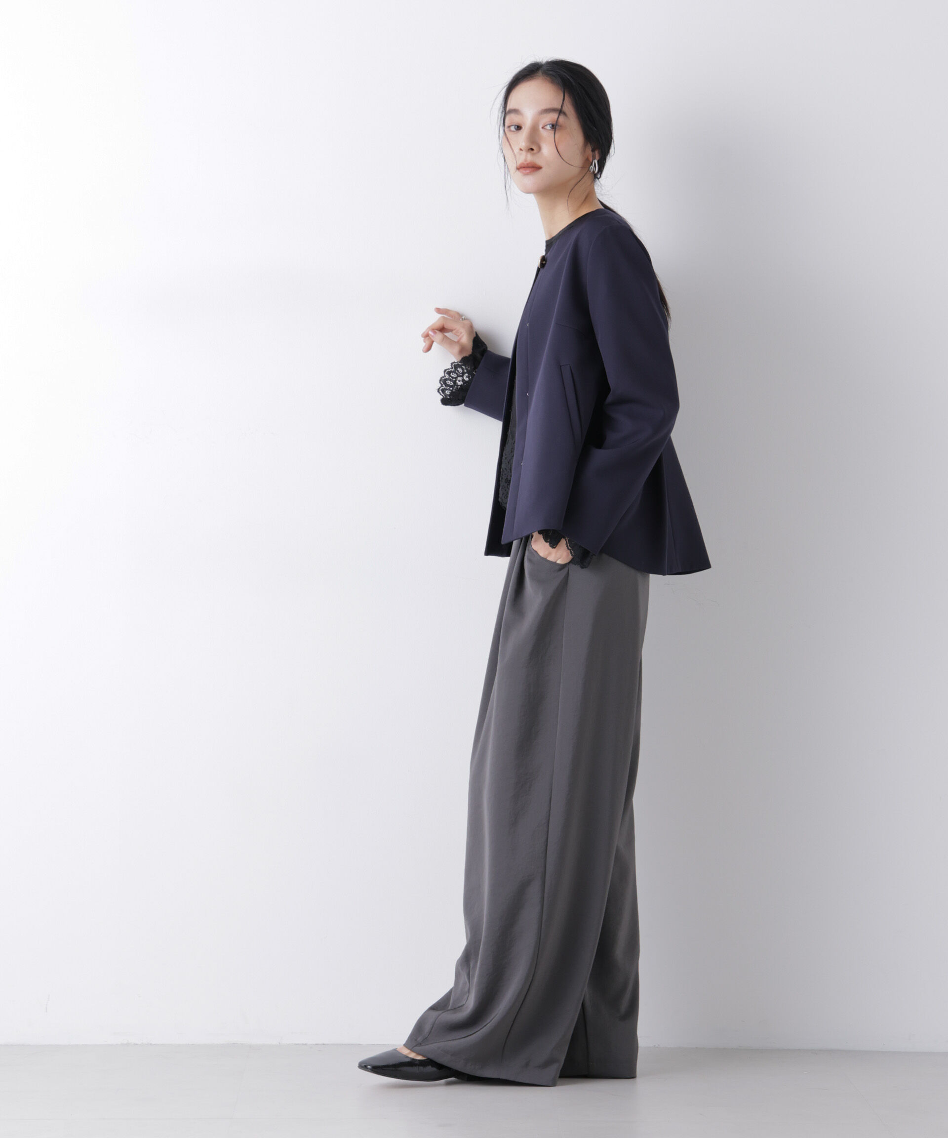 nano･universe「デイリーファンクション ノーカラージャケット(セットアップ可)」|テーラードジャケット|