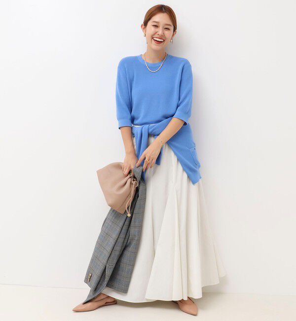 NOLLEY'S「《手洗い可能》ESPOIR 16G片畦5分袖プルオーバーニット」|ニット・セーター|