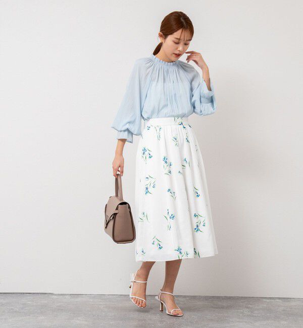 NOLLEY'S「ウォッシャブルフラワープリントスカート」|フレア|