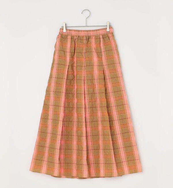  「シアーチェックタックギャザースカート」|スカート|ベージュ系その他