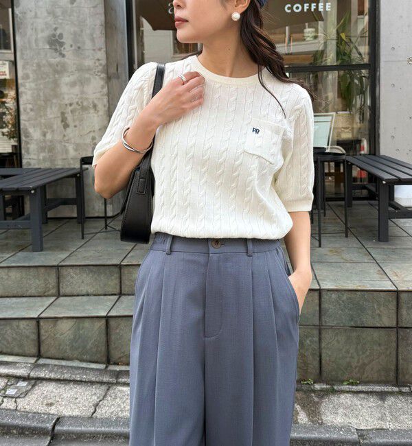 fredy emue「FR刺繍ケーブル柄ポケ付きプルオーバー」|ニット・セーター|